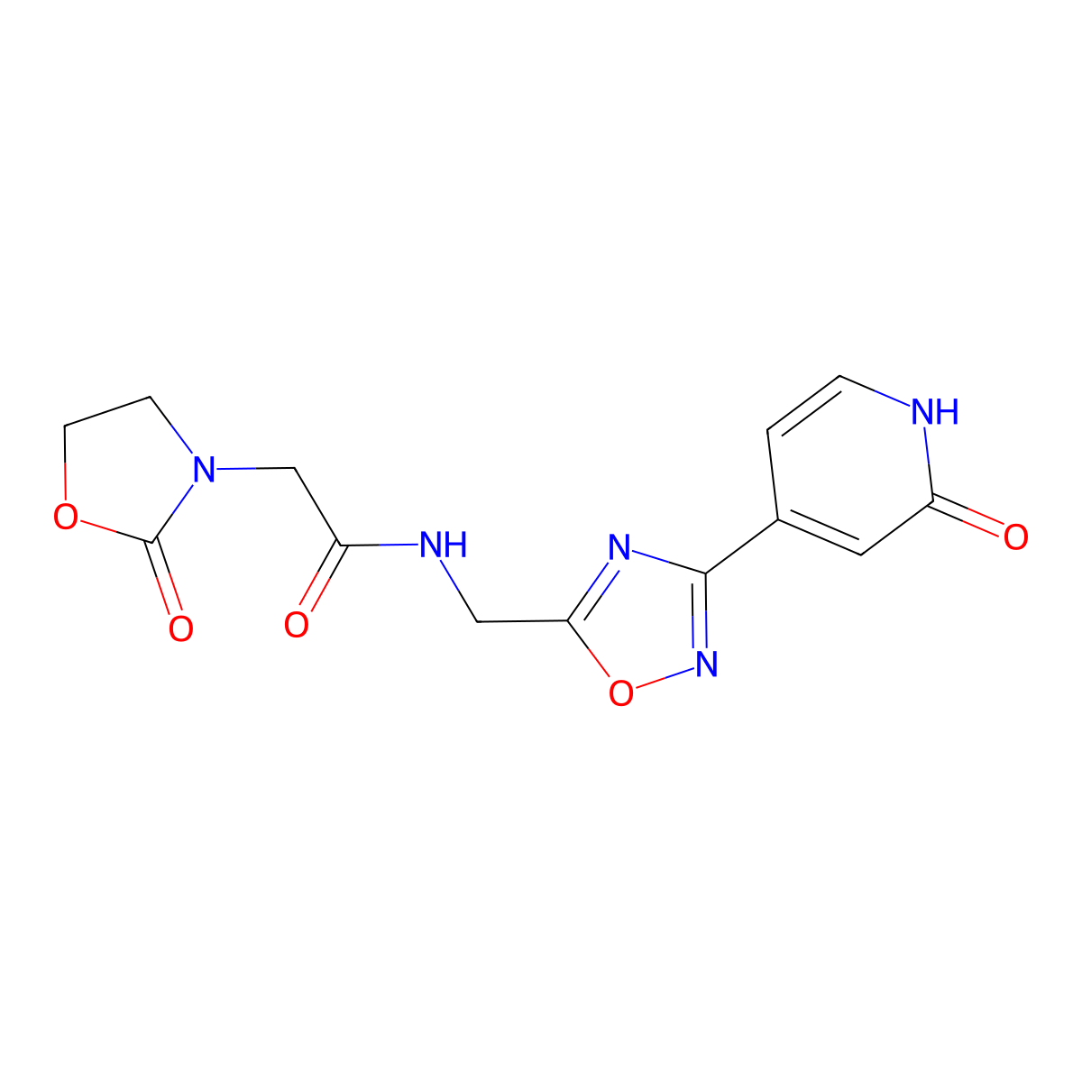 N-((3-(2-oxo-1,2-dihydropyridin-4-yl)-1,2,4-oxadiazol-5-yl)methyl)-2-(2-oxooxazolidin-3-yl)acetamide molecular structure, CAS 2034318-39-1