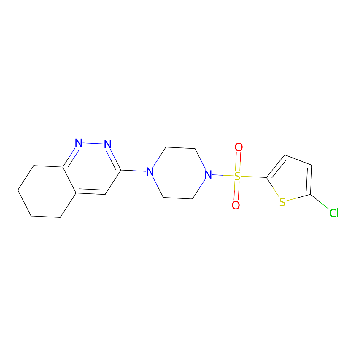 3-(4-((5-Chlorothiophen-2-yl)sulfonyl)piperazin-1-yl)-5,6,7,8-tetrahydrocinnoline molecular structure, CAS 2034318-40-4