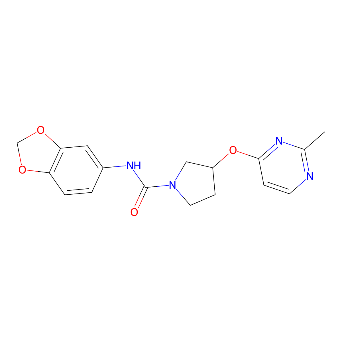 N-(2H-1,3-benzodioxol-5-yl)-3-[(2-methylpyrimidin-4-yl)oxy]pyrrolidine-1-carboxamide molecular structure, CAS 2034318-45-9