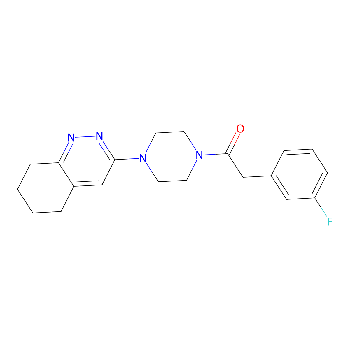 2-(3-Fluorophenyl)-1-(4-(5,6,7,8-tetrahydrocinnolin-3-yl)piperazin-1-yl)ethanone molecular structure, CAS 2034318-48-2