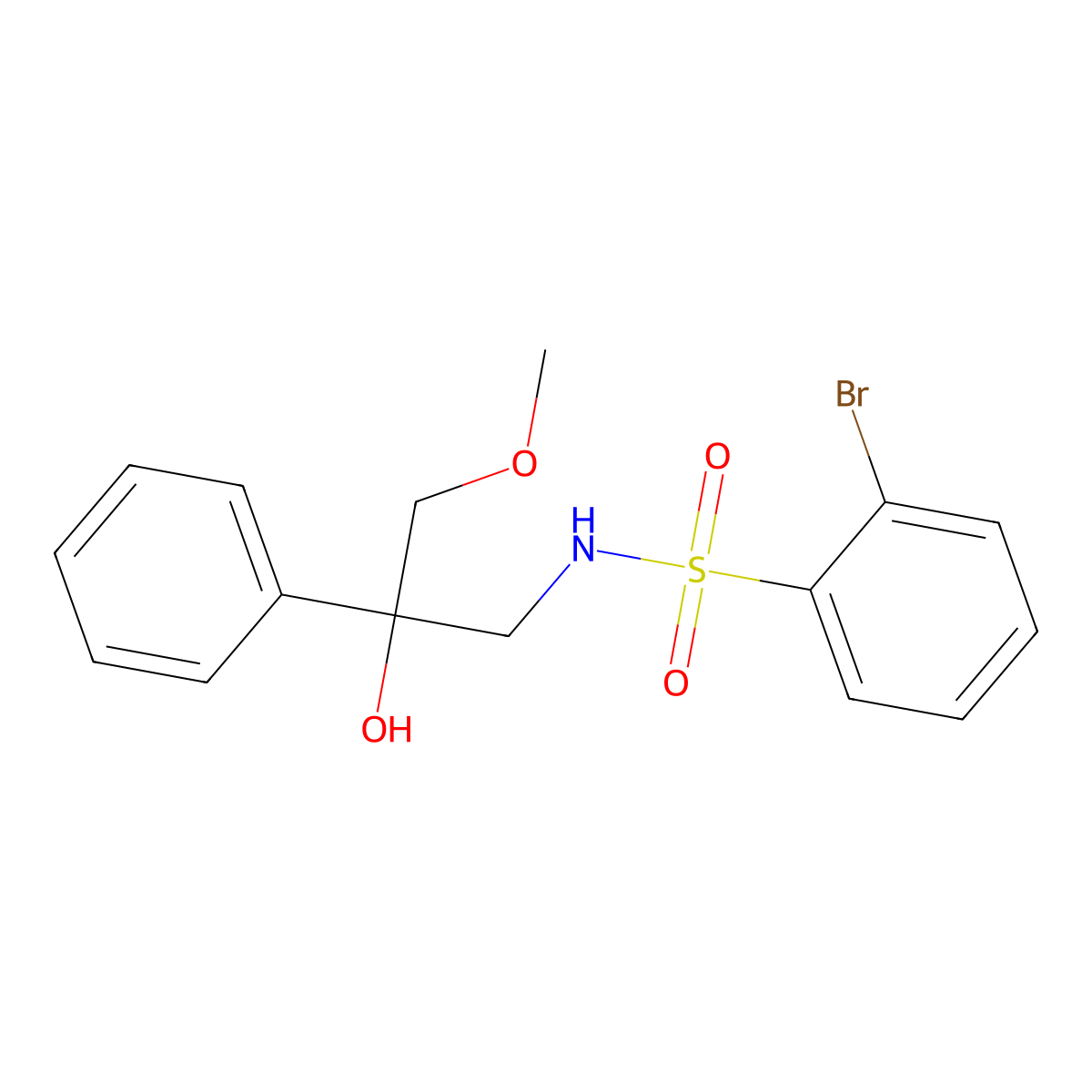 2-bromo-N-(2-hydroxy-3-methoxy-2-phenylpropyl)benzenesulfonamide molecular structure, CAS 2034318-49-3