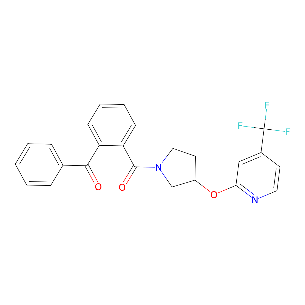 (2-Benzoylphenyl)(3-((4-(trifluoromethyl)pyridin-2-yl)oxy)pyrrolidin-1-yl)methanone molecular structure, CAS 2034318-51-7