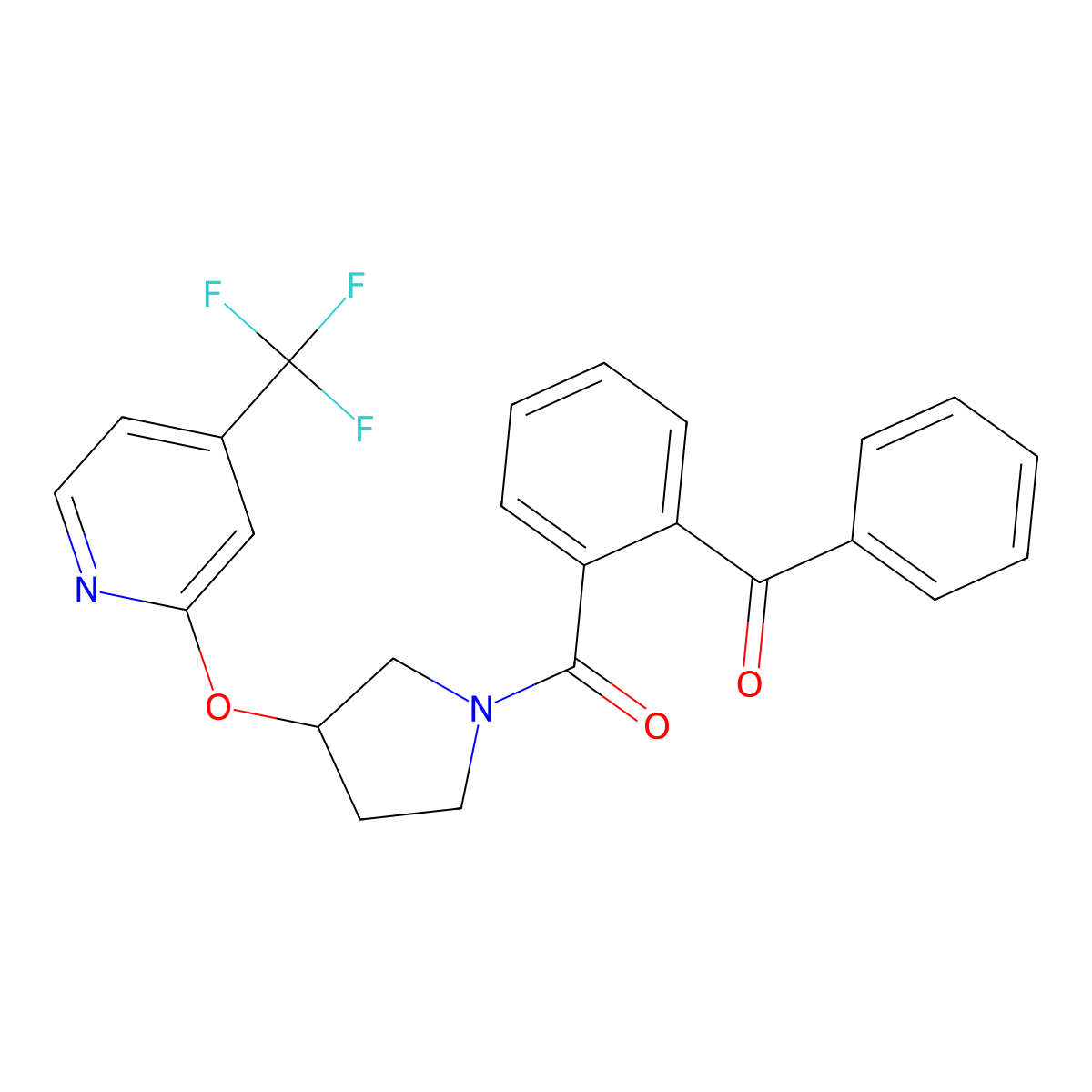 (2-Benzoylphenyl)(3-((4-(trifluoromethyl)pyridin-2-yl)oxy)pyrrolidin-1-yl)methanone molecular structure, CAS 2034318-51-7