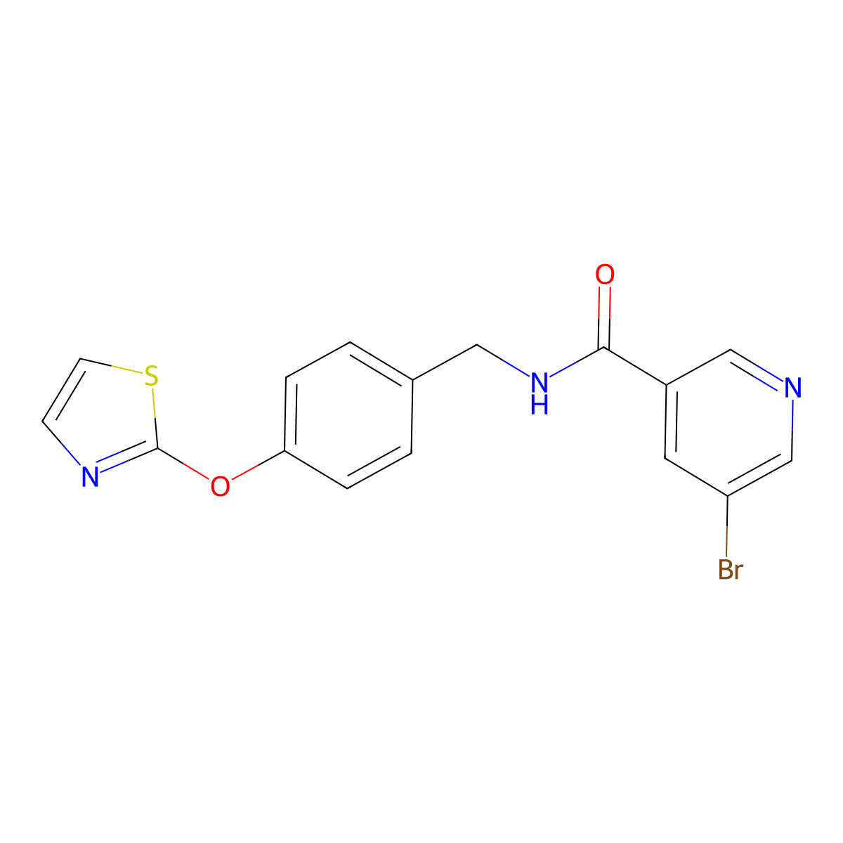 5-bromo-N-(4-(thiazol-2-yloxy)benzyl)nicotinamide molecular structure, CAS 2034318-52-8