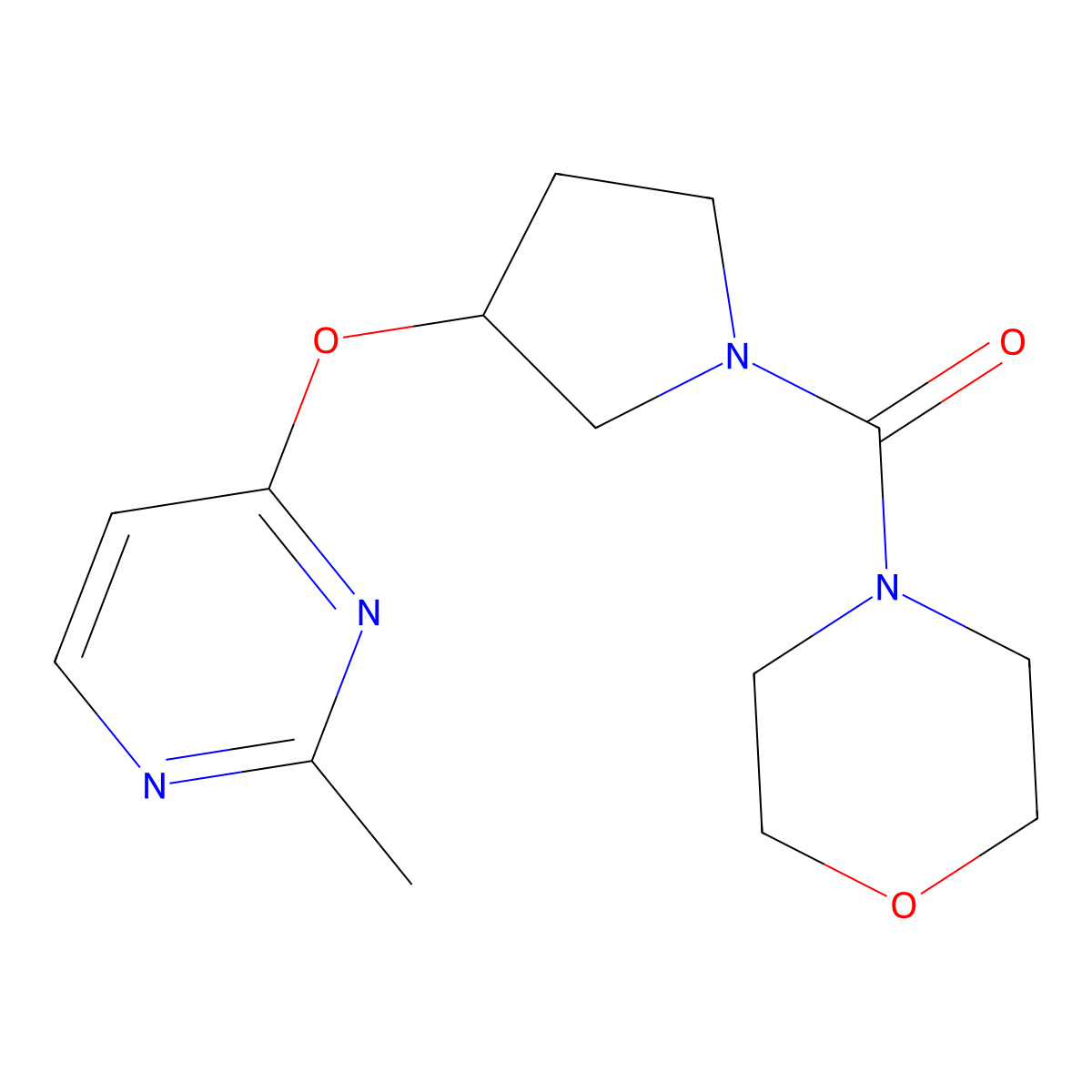 4-{3-[(2-Methylpyrimidin-4-yl)oxy]pyrrolidine-1-carbonyl}morpholine molecular structure, CAS 2034318-56-2