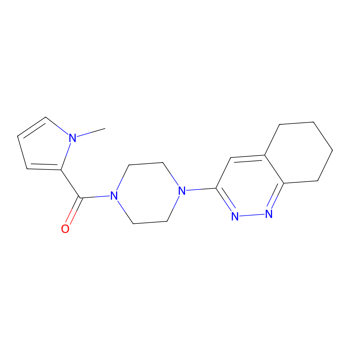 (1-methyl-1H-pyrrol-2-yl)(4-(5,6,7,8-tetrahydrocinnolin-3-yl)piperazin-1-yl)methanone molecular structure, CAS 2034318-59-5