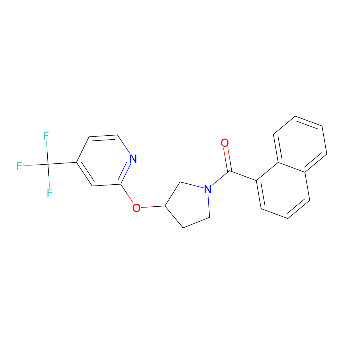 Naphthalen-1-yl(3-((4-(trifluoromethyl)pyridin-2-yl)oxy)pyrrolidin-1-yl)methanone molecular structure, CAS 2034318-63-1
