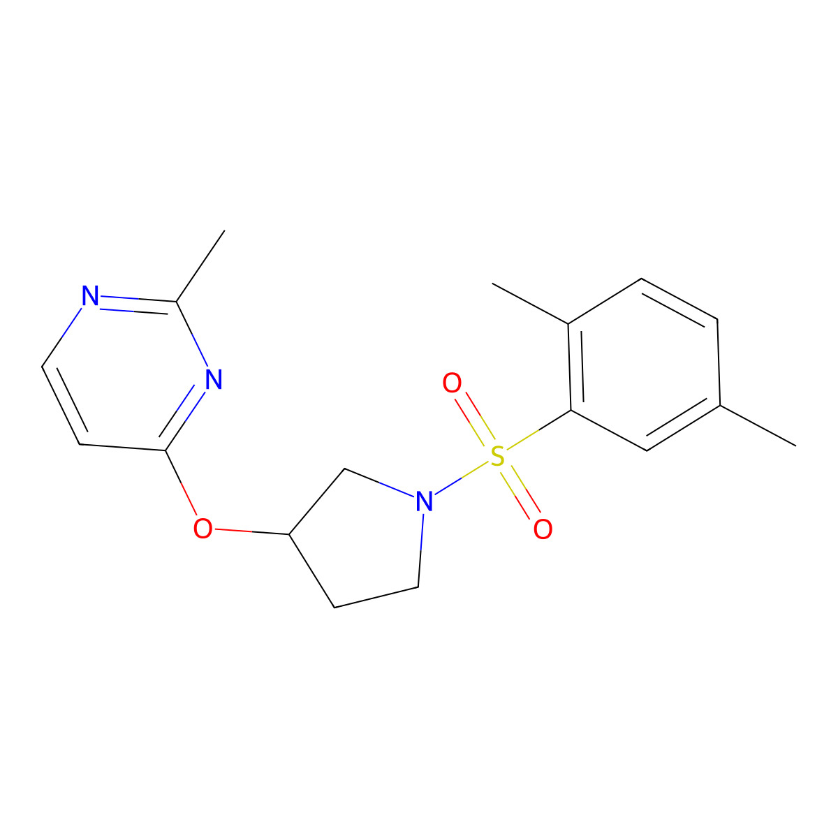 4-{[1-(2,5-Dimethylbenzenesulfonyl)pyrrolidin-3-yl]oxy}-2-methylpyrimidine molecular structure, CAS 2034318-65-3
