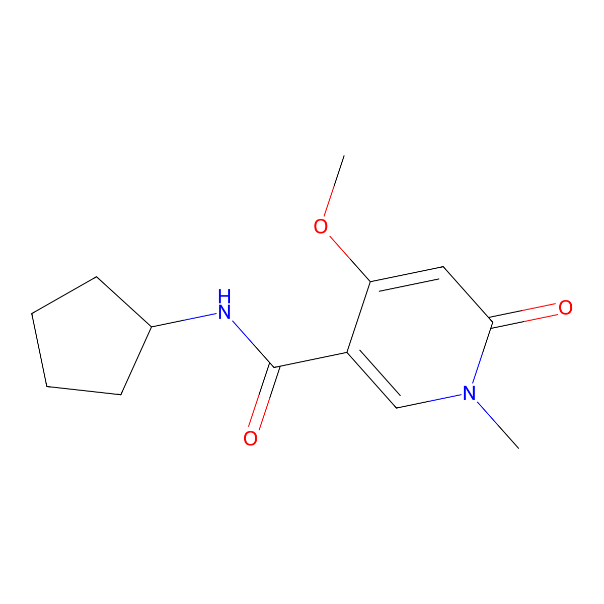 N-cyclopentyl-4-methoxy-1-methyl-6-oxo-1,6-dihydropyridine-3-carboxamide molecular structure, CAS 2034318-68-6