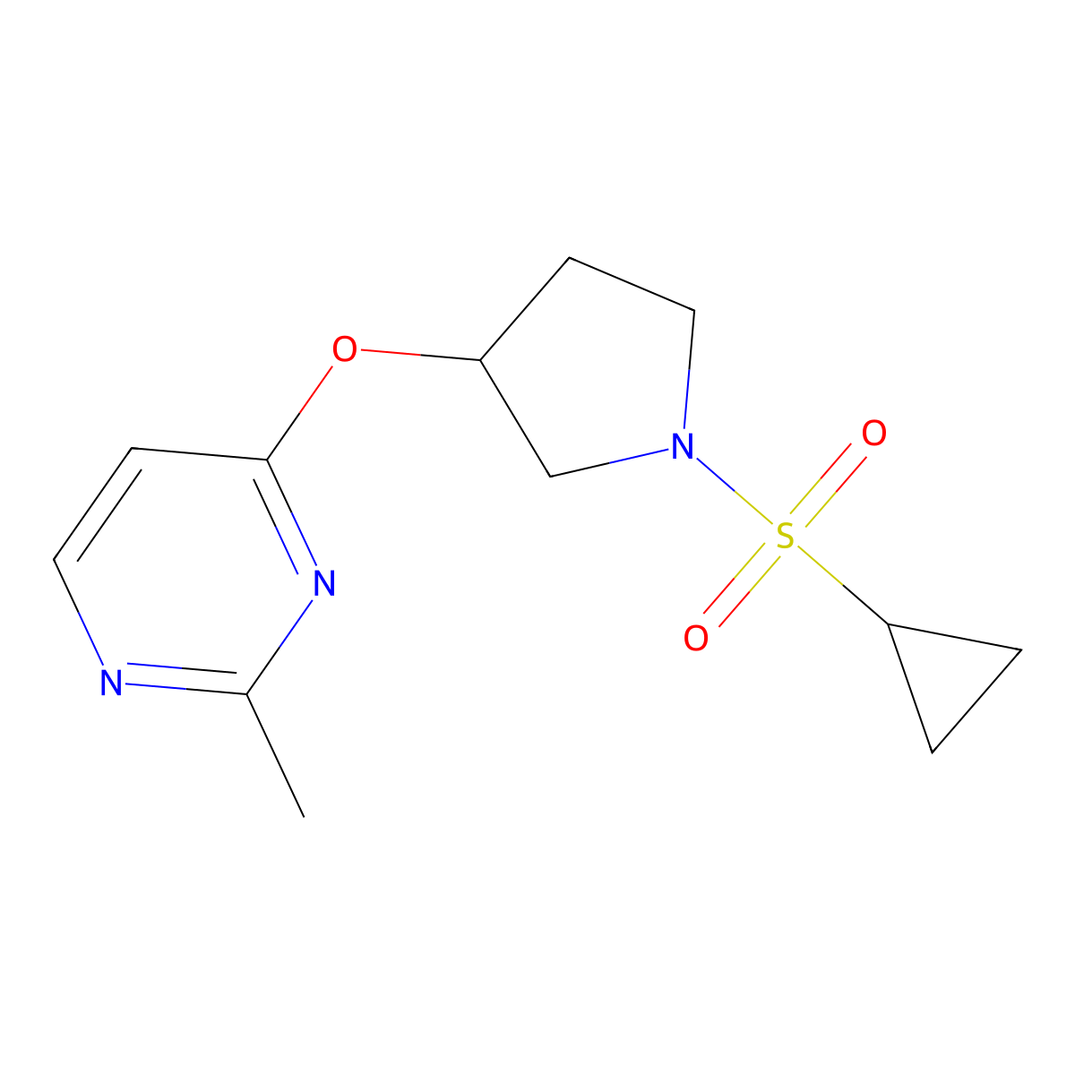 4-{[1-(Cyclopropanesulfonyl)pyrrolidin-3-yl]oxy}-2-methylpyrimidine molecular structure, CAS 2034318-73-3