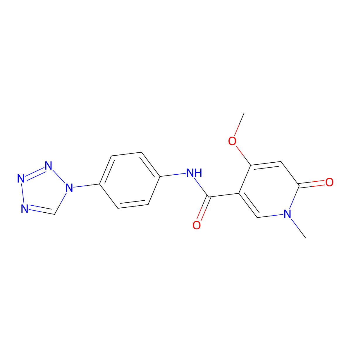 N-(4-(1H-tetrazol-1-yl)phenyl)-4-methoxy-1-methyl-6-oxo-1,6-dihydropyridine-3-carboxamide molecular structure, CAS 2034318-74-4