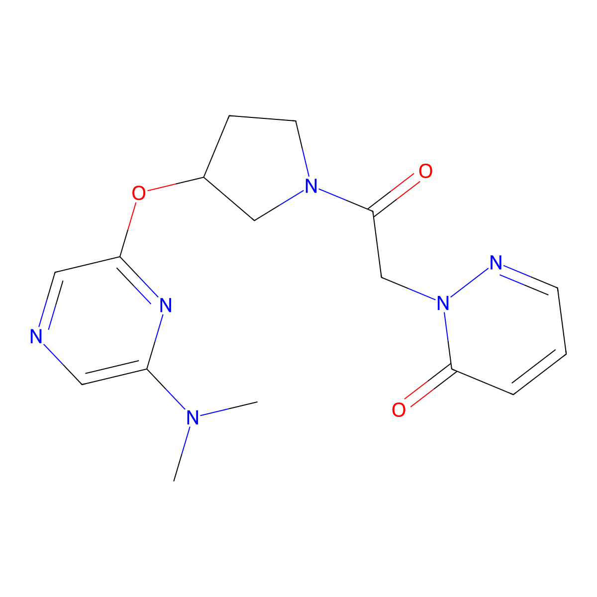 2-(2-(3-((6-(dimethylamino)pyrazin-2-yl)oxy)pyrrolidin-1-yl)-2-oxoethyl)pyridazin-3(2H)-one molecular structure, CAS 2034318-75-5