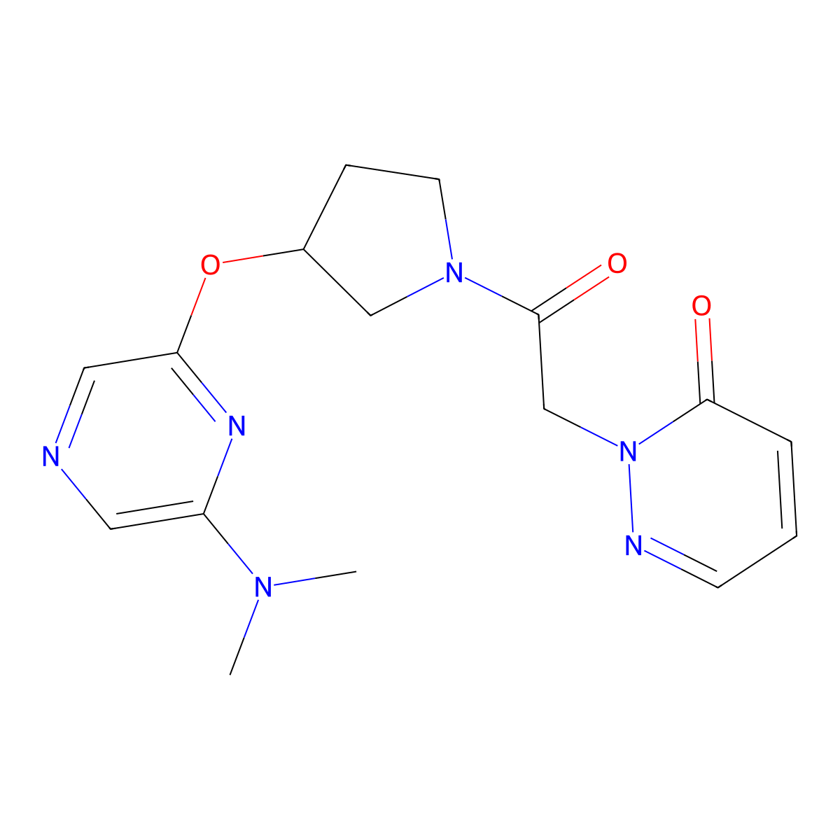 2-(2-(3-((6-(dimethylamino)pyrazin-2-yl)oxy)pyrrolidin-1-yl)-2-oxoethyl)pyridazin-3(2H)-one molecular structure, CAS 2034318-75-5
