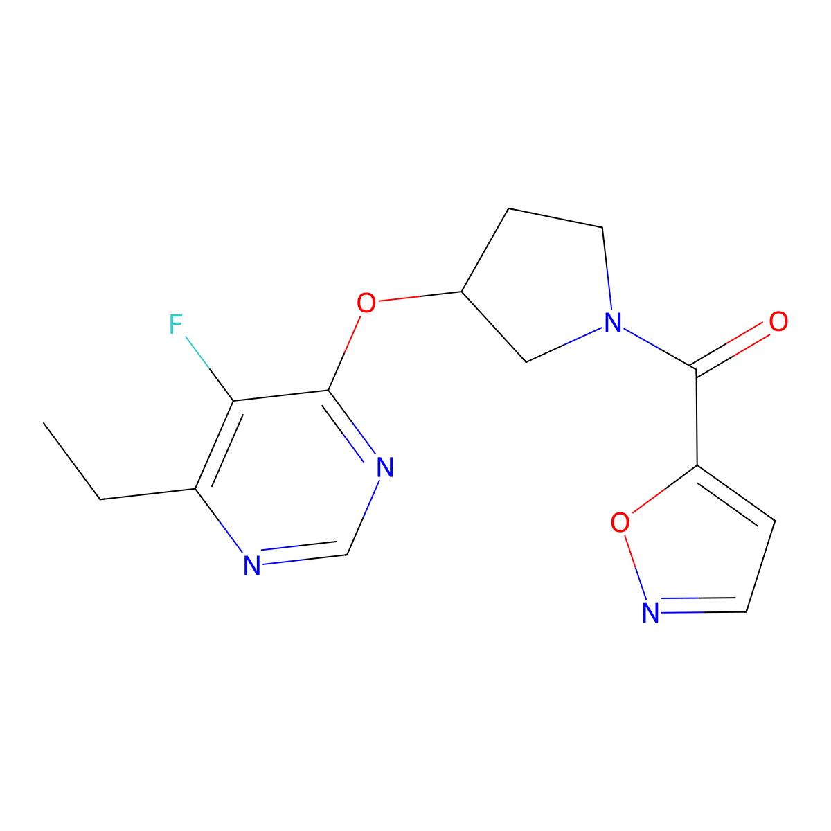(3-((6-Ethyl-5-fluoropyrimidin-4-yl)oxy)pyrrolidin-1-yl)(isoxazol-5-yl)methanone molecular structure, CAS 2034318-78-8