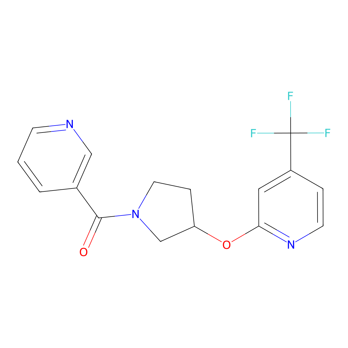 Pyridin-3-yl(3-((4-(trifluoromethyl)pyridin-2-yl)oxy)pyrrolidin-1-yl)methanone molecular structure, CAS 2034318-83-5