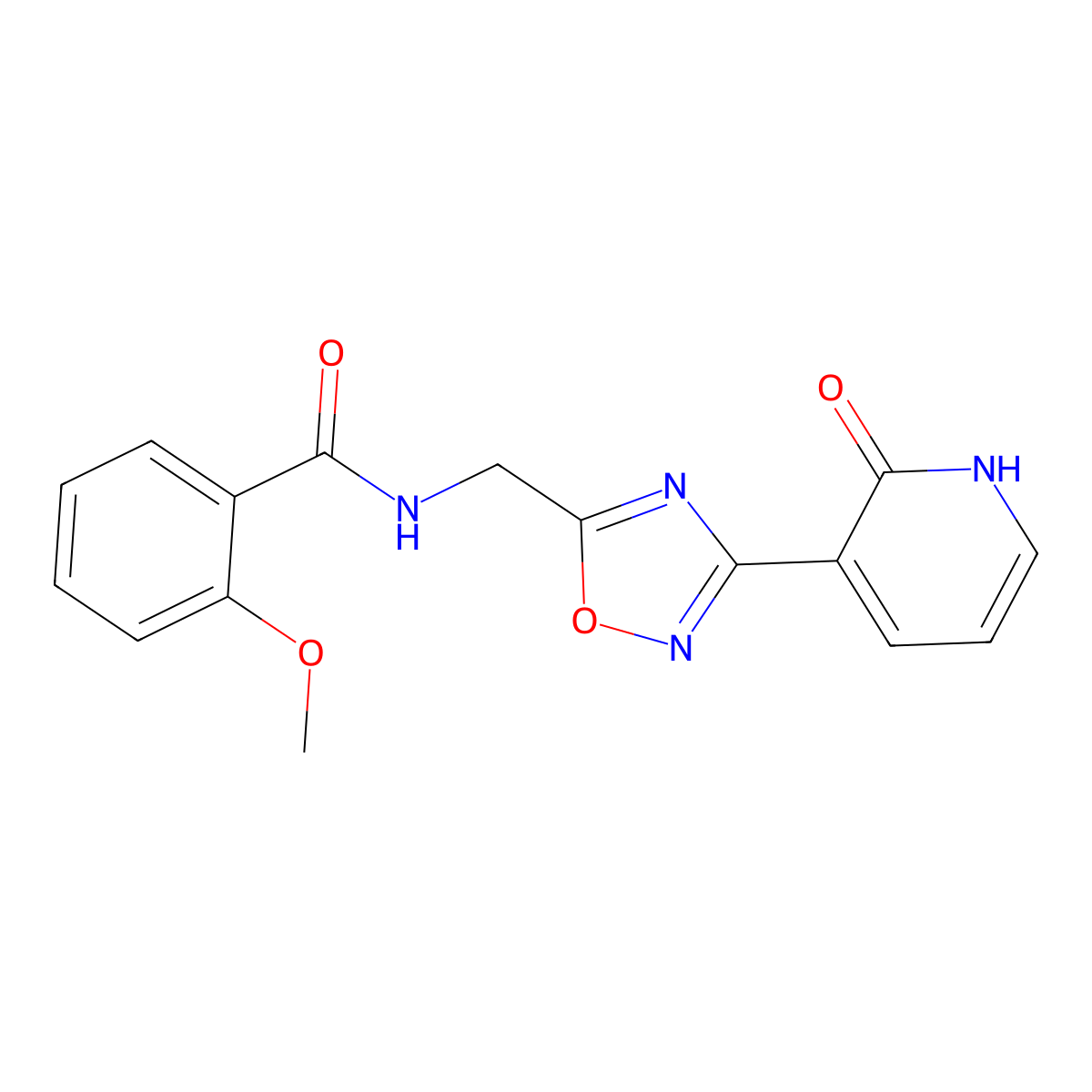 2-methoxy-N-((3-(2-oxo-1,2-dihydropyridin-3-yl)-1,2,4-oxadiazol-5-yl)methyl)benzamide molecular structure, CAS 2034318-86-8
