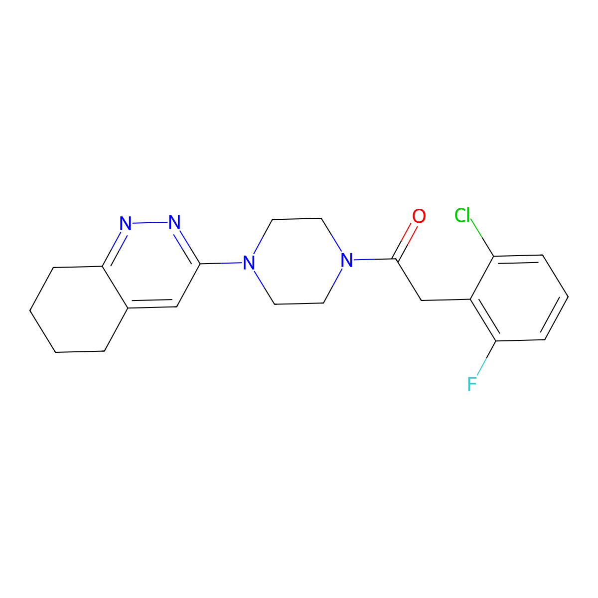 2-(2-Chloro-6-fluorophenyl)-1-(4-(5,6,7,8-tetrahydrocinnolin-3-yl)piperazin-1-yl)ethanone molecular structure, CAS 2034318-87-9