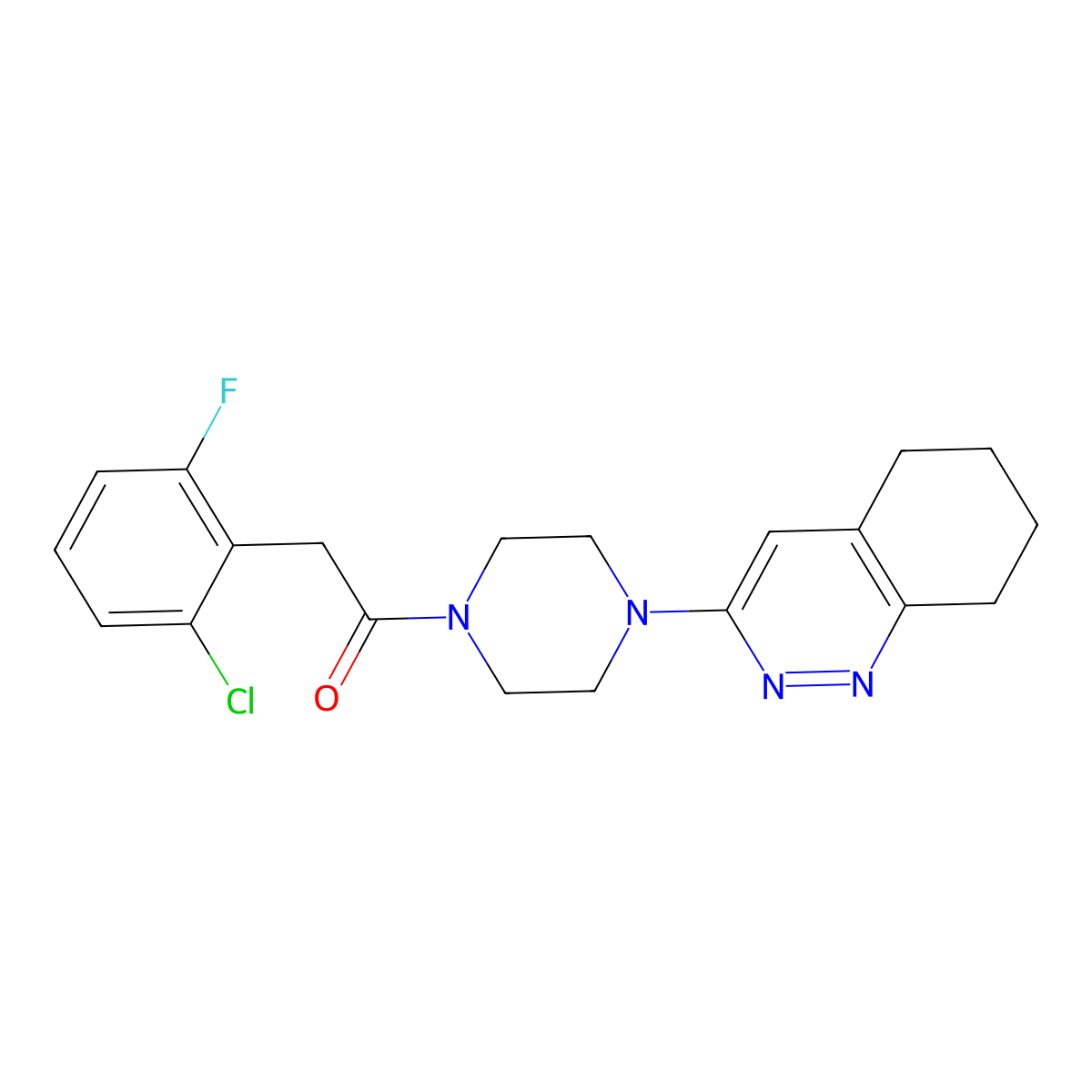 2-(2-Chloro-6-fluorophenyl)-1-(4-(5,6,7,8-tetrahydrocinnolin-3-yl)piperazin-1-yl)ethanone molecular structure, CAS 2034318-87-9