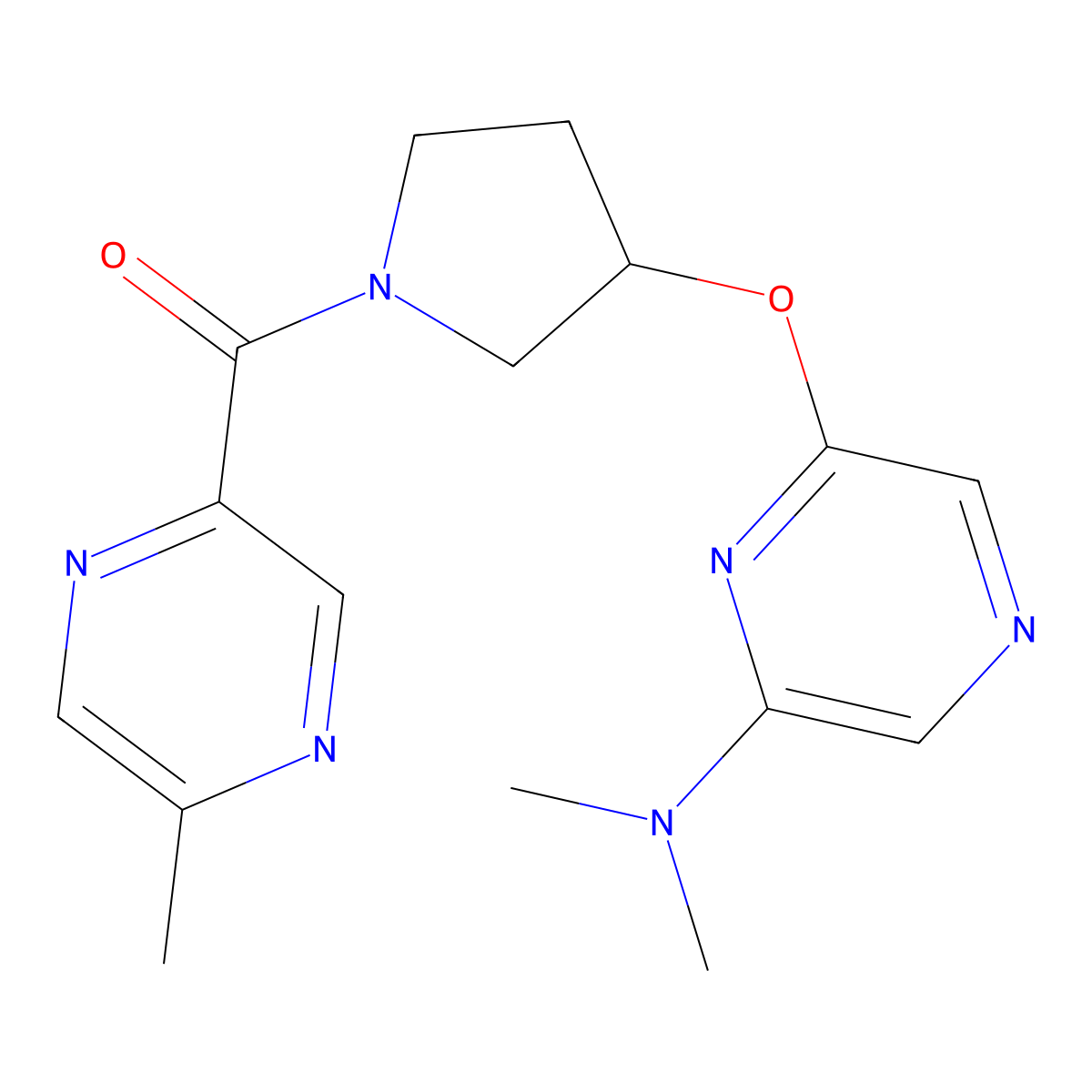 (3-((6-(Dimethylamino)pyrazin-2-yl)oxy)pyrrolidin-1-yl)(5-methylpyrazin-2-yl)methanone molecular structure, CAS 2034318-97-1