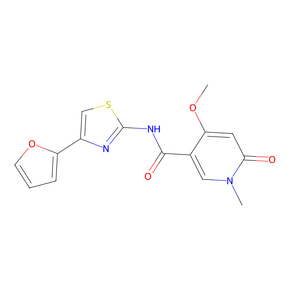 N-(4-(furan-2-yl)thiazol-2-yl)-4-methoxy-1-methyl-6-oxo-1,6-dihydropyridine-3-carboxamide molecular structure, CAS 2034318-99-3