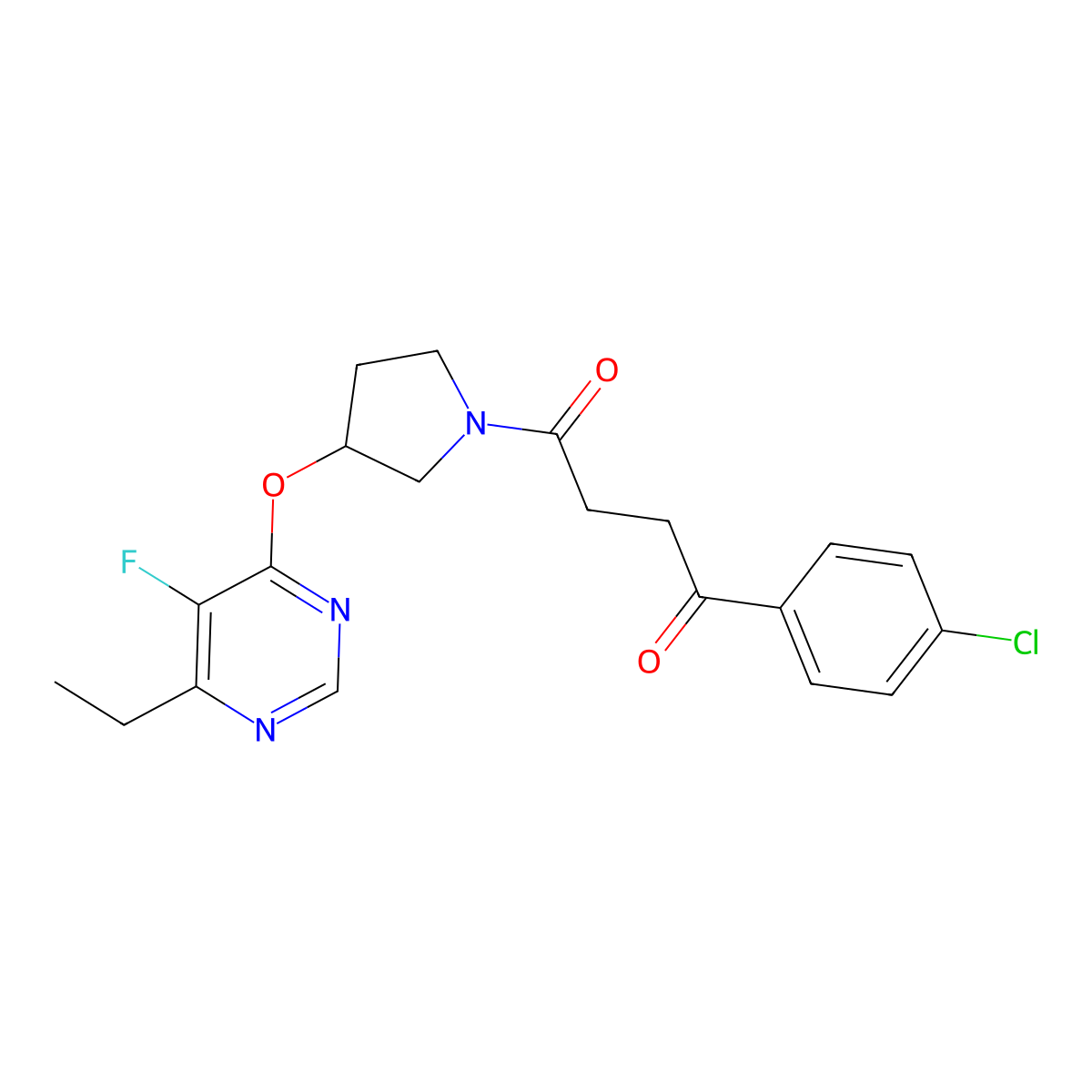 1-(4-Chlorophenyl)-4-(3-((6-ethyl-5-fluoropyrimidin-4-yl)oxy)pyrrolidin-1-yl)butane-1,4-dione molecular structure, CAS 2034319-02-1