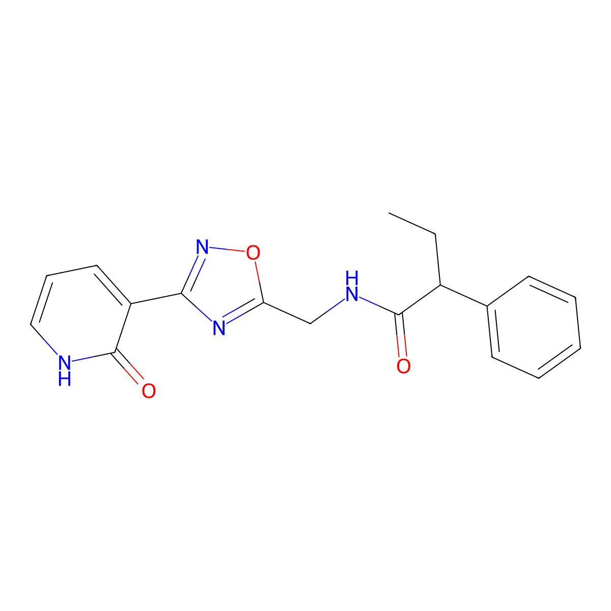 N-((3-(2-oxo-1,2-dihydropyridin-3-yl)-1,2,4-oxadiazol-5-yl)methyl)-2-phenylbutanamide molecular structure, CAS 2034319-03-2