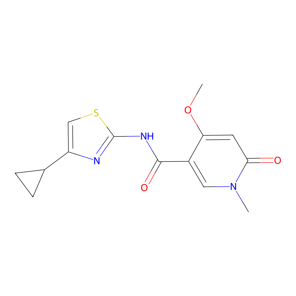 N-(4-cyclopropylthiazol-2-yl)-4-methoxy-1-methyl-6-oxo-1,6-dihydropyridine-3-carboxamide molecular structure, CAS 2034319-06-5