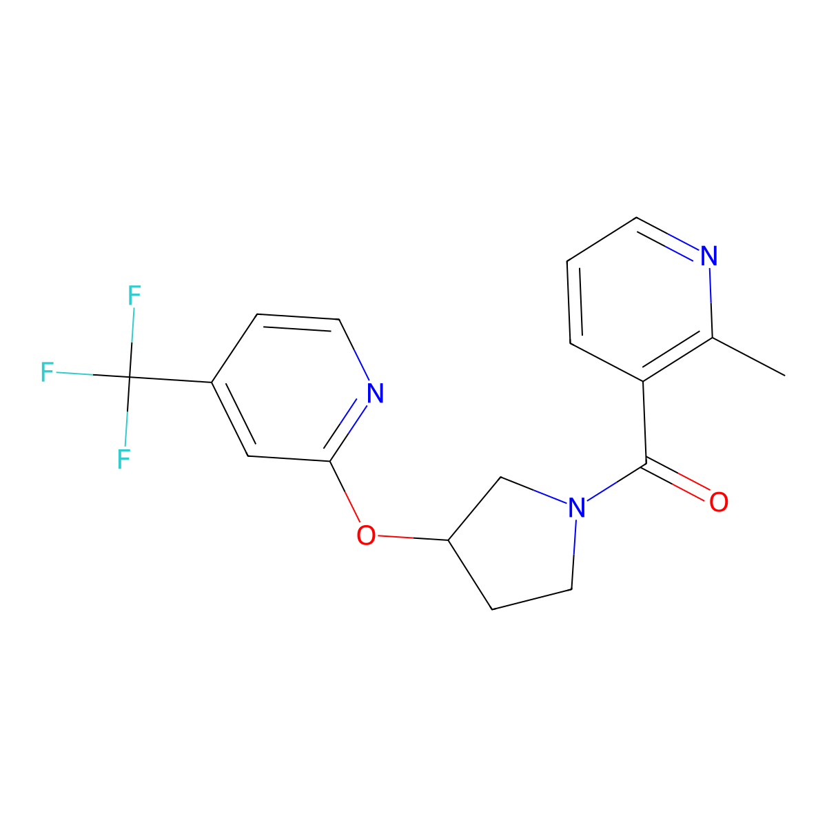 (2-Methylpyridin-3-yl)(3-((4-(trifluoromethyl)pyridin-2-yl)oxy)pyrrolidin-1-yl)methanone molecular structure, CAS 2034319-07-6