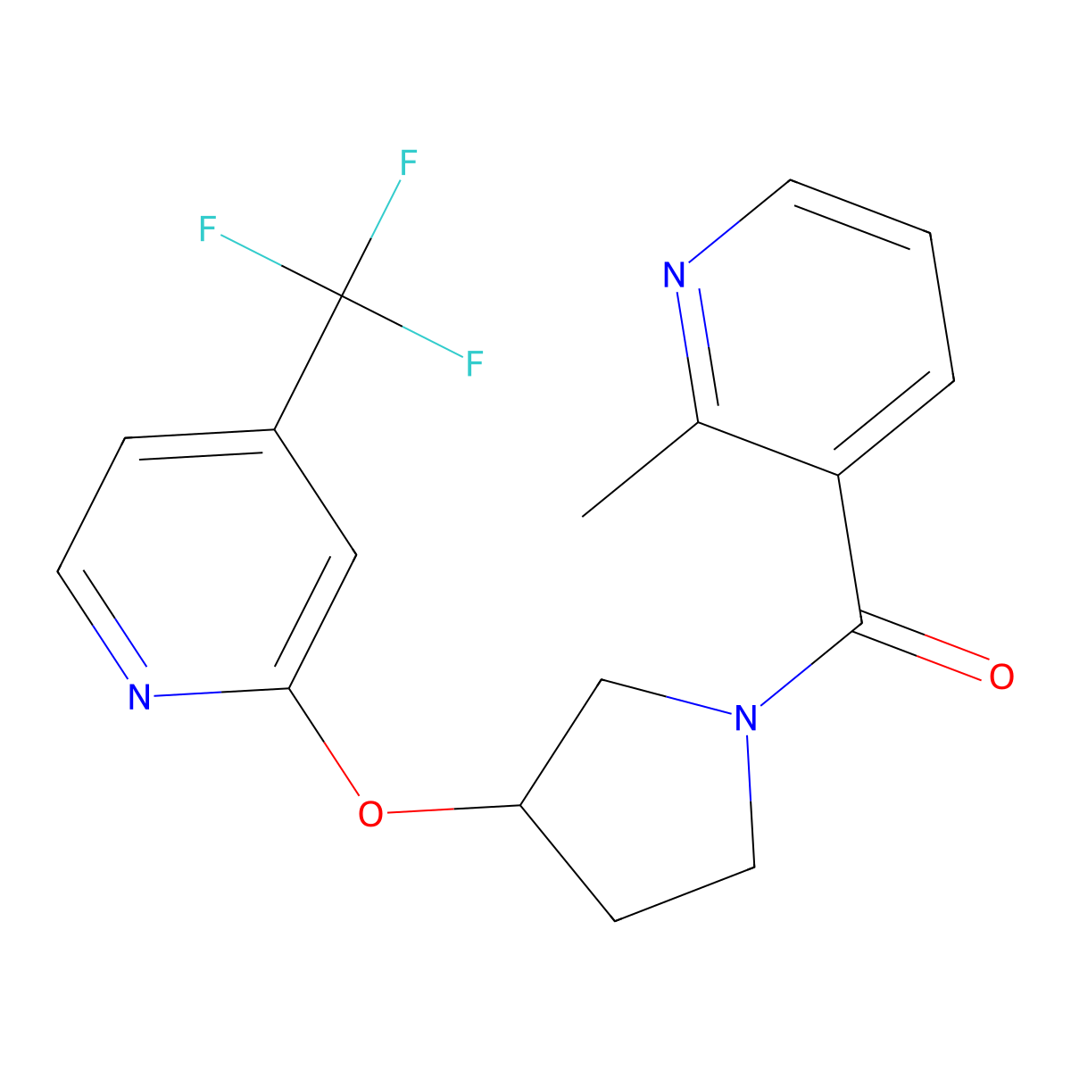 (2-Methylpyridin-3-yl)(3-((4-(trifluoromethyl)pyridin-2-yl)oxy)pyrrolidin-1-yl)methanone molecular structure, CAS 2034319-07-6