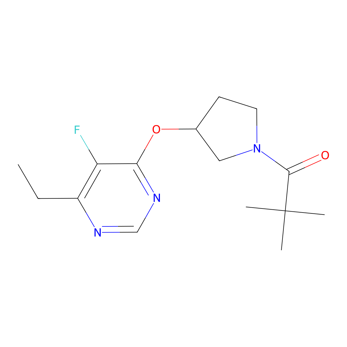 1-(3-((6-Ethyl-5-fluoropyrimidin-4-yl)oxy)pyrrolidin-1-yl)-2,2-dimethylpropan-1-one molecular structure, CAS 2034319-09-8