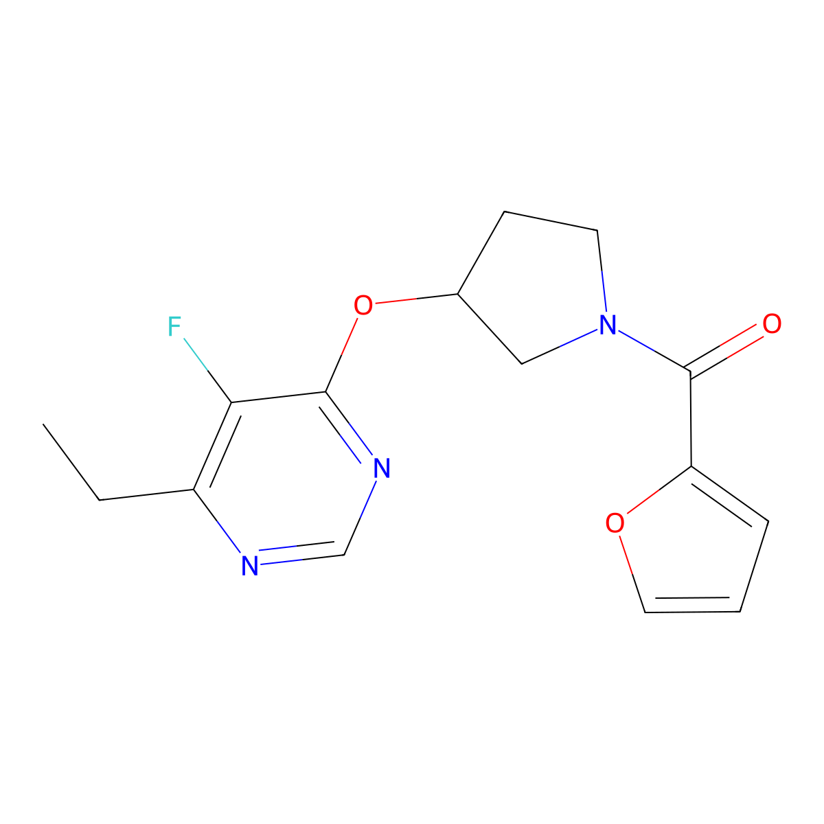 (3-((6-Ethyl-5-fluoropyrimidin-4-yl)oxy)pyrrolidin-1-yl)(furan-2-yl)methanone molecular structure, CAS 2034319-19-0