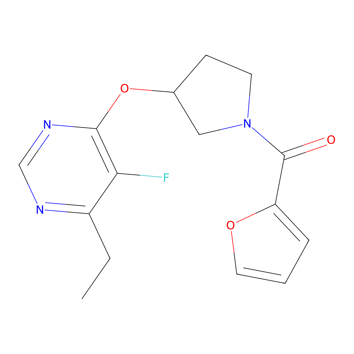 (3-((6-Ethyl-5-fluoropyrimidin-4-yl)oxy)pyrrolidin-1-yl)(furan-2-yl)methanone molecular structure, CAS 2034319-19-0