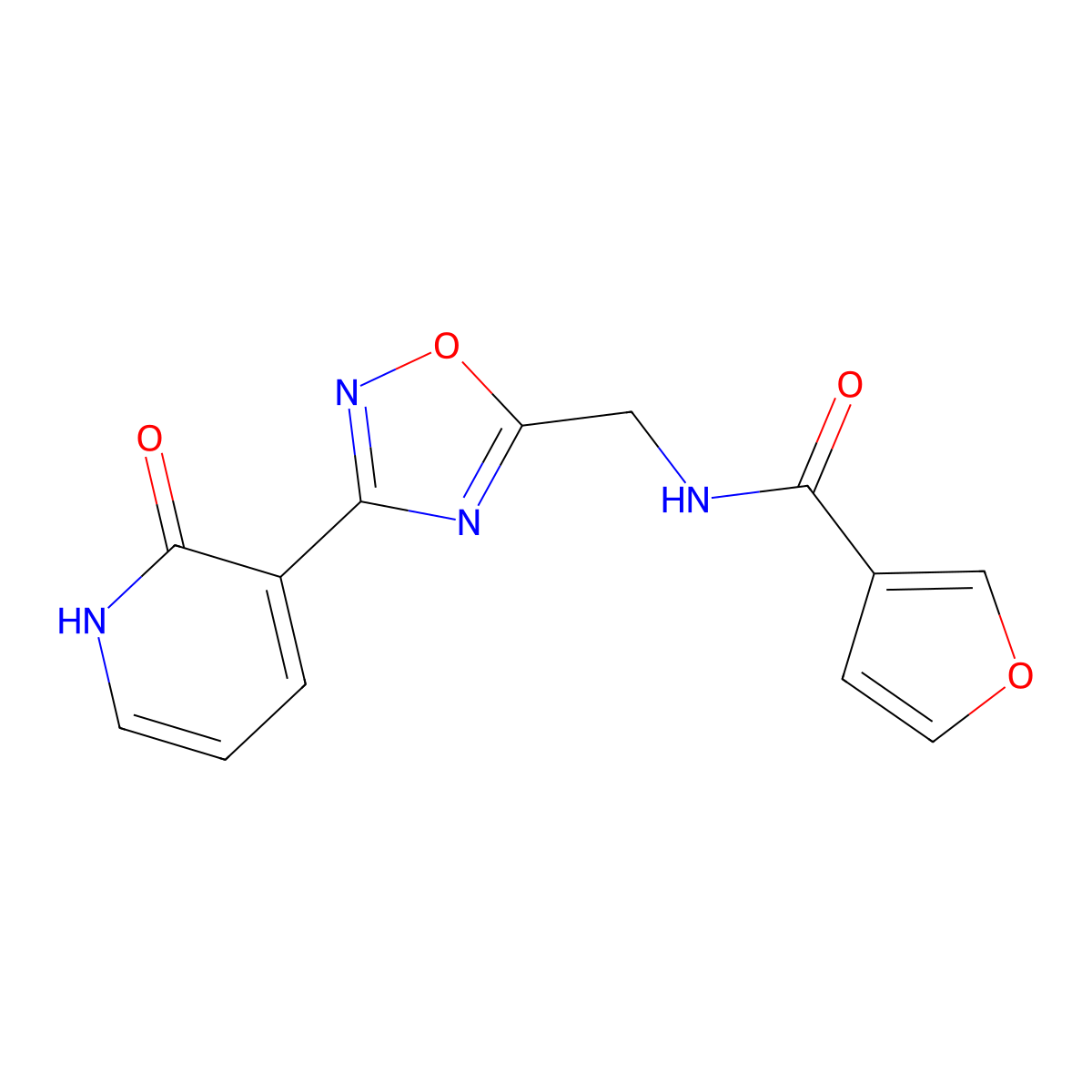N-((3-(2-oxo-1,2-dihydropyridin-3-yl)-1,2,4-oxadiazol-5-yl)methyl)furan-3-carboxamide molecular structure, CAS 2034319-25-8