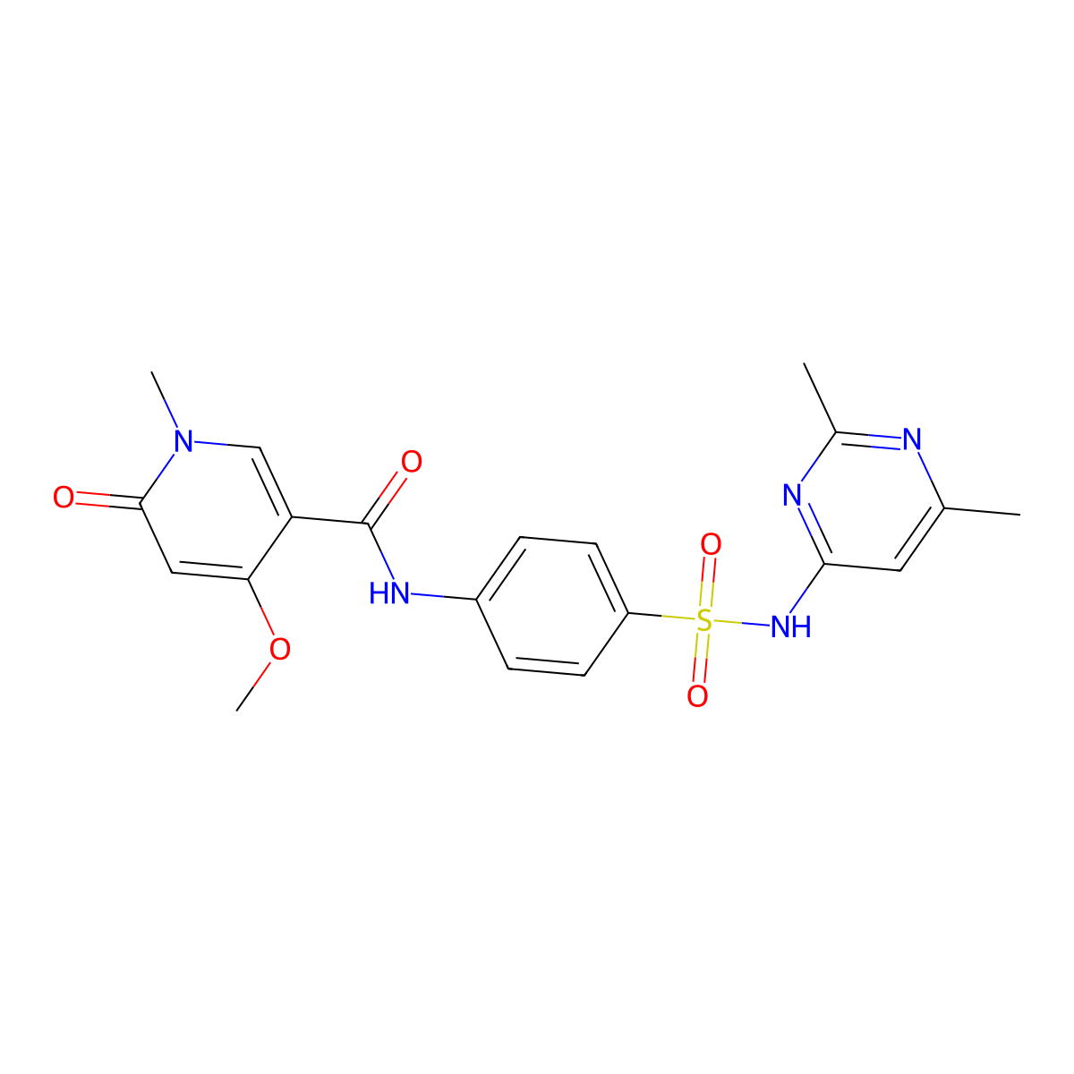 N-(4-(N-(2,6-dimethylpyrimidin-4-yl)sulfamoyl)phenyl)-4-methoxy-1-methyl-6-oxo-1,6-dihydropyridine-3-carboxamide molecular structure, CAS 2034319-29-2