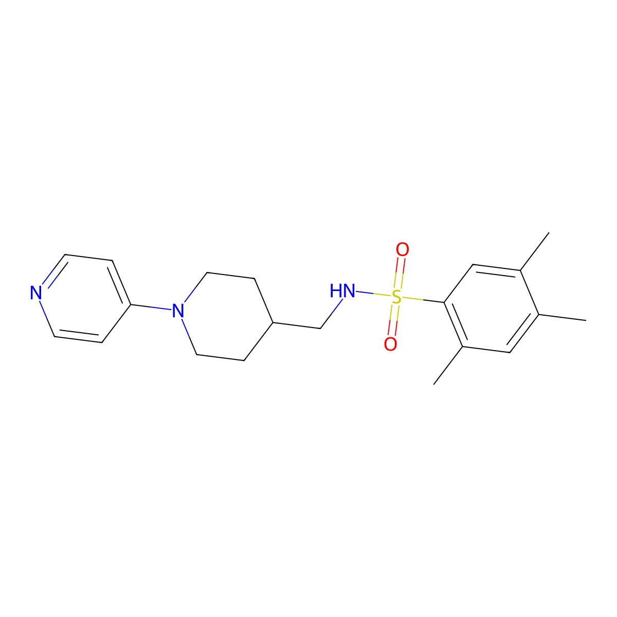 2,4,5-trimethyl-N-((1-(pyridin-4-yl)piperidin-4-yl)methyl)benzenesulfonamide molecular structure, CAS 2034319-31-6