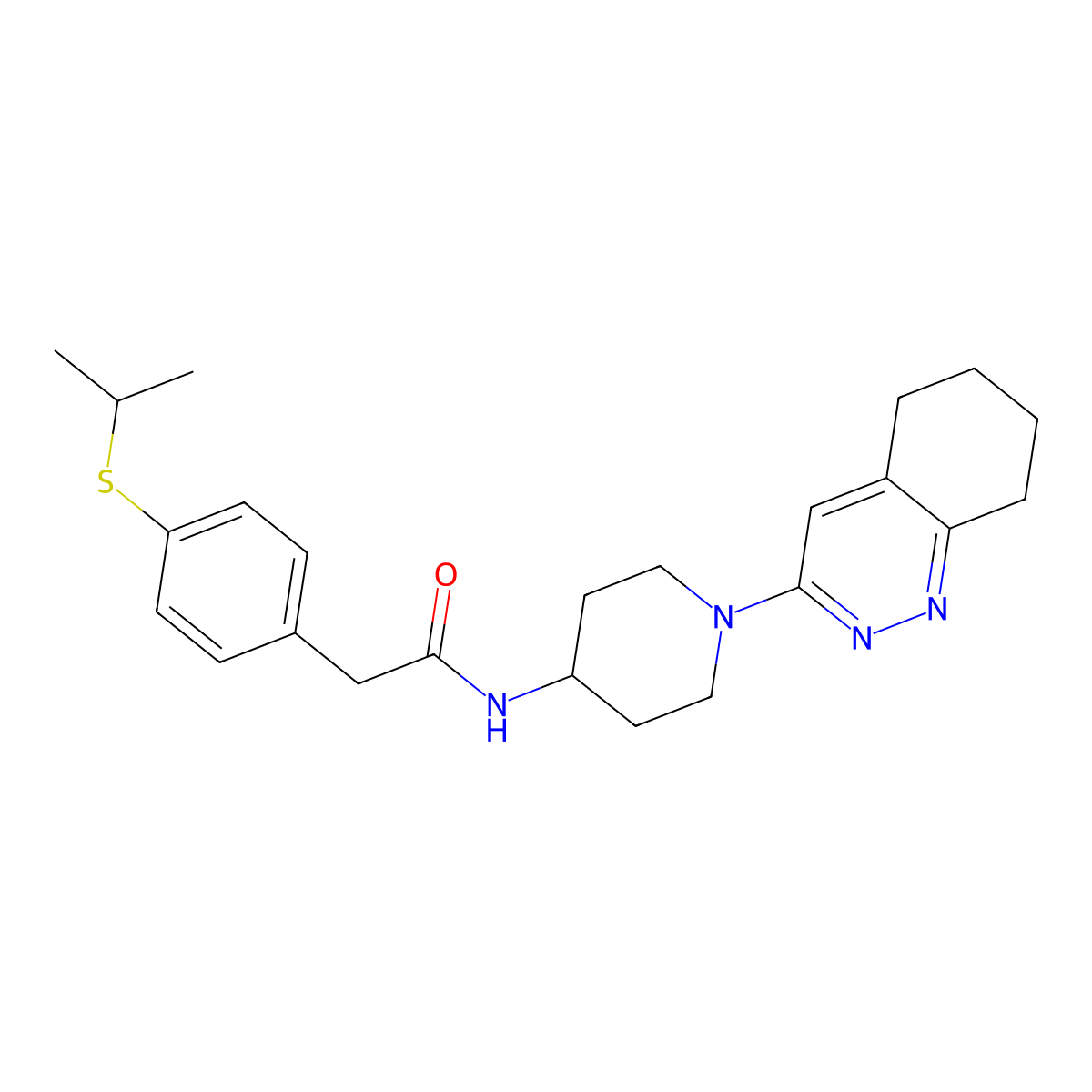 2-(4-(isopropylthio)phenyl)-N-(1-(5,6,7,8-tetrahydrocinnolin-3-yl)piperidin-4-yl)acetamide molecular structure, CAS 2034319-33-8