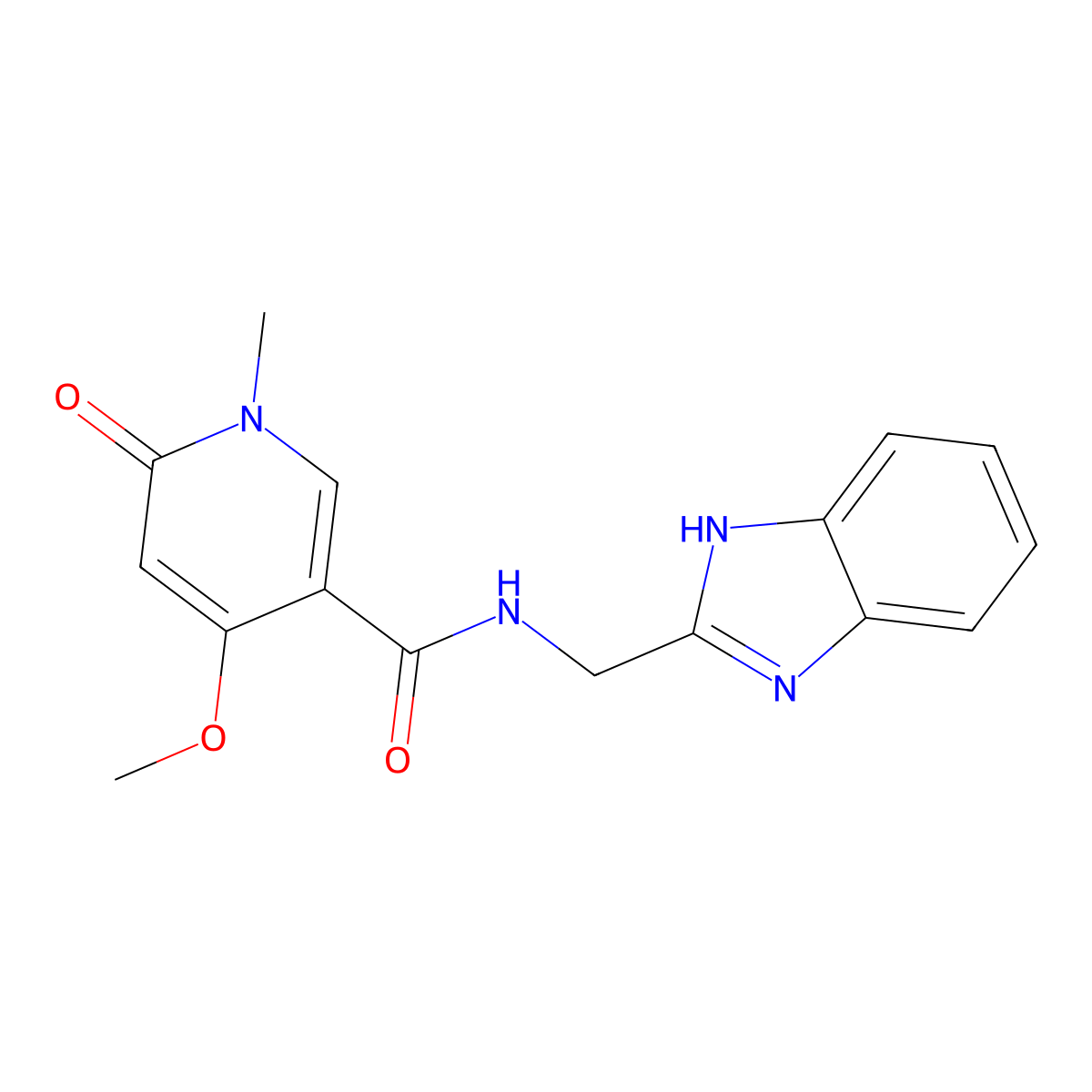 N-((1H-benzo[d]imidazol-2-yl)methyl)-4-methoxy-1-methyl-6-oxo-1,6-dihydropyridine-3-carboxamide molecular structure, CAS 2034319-36-1