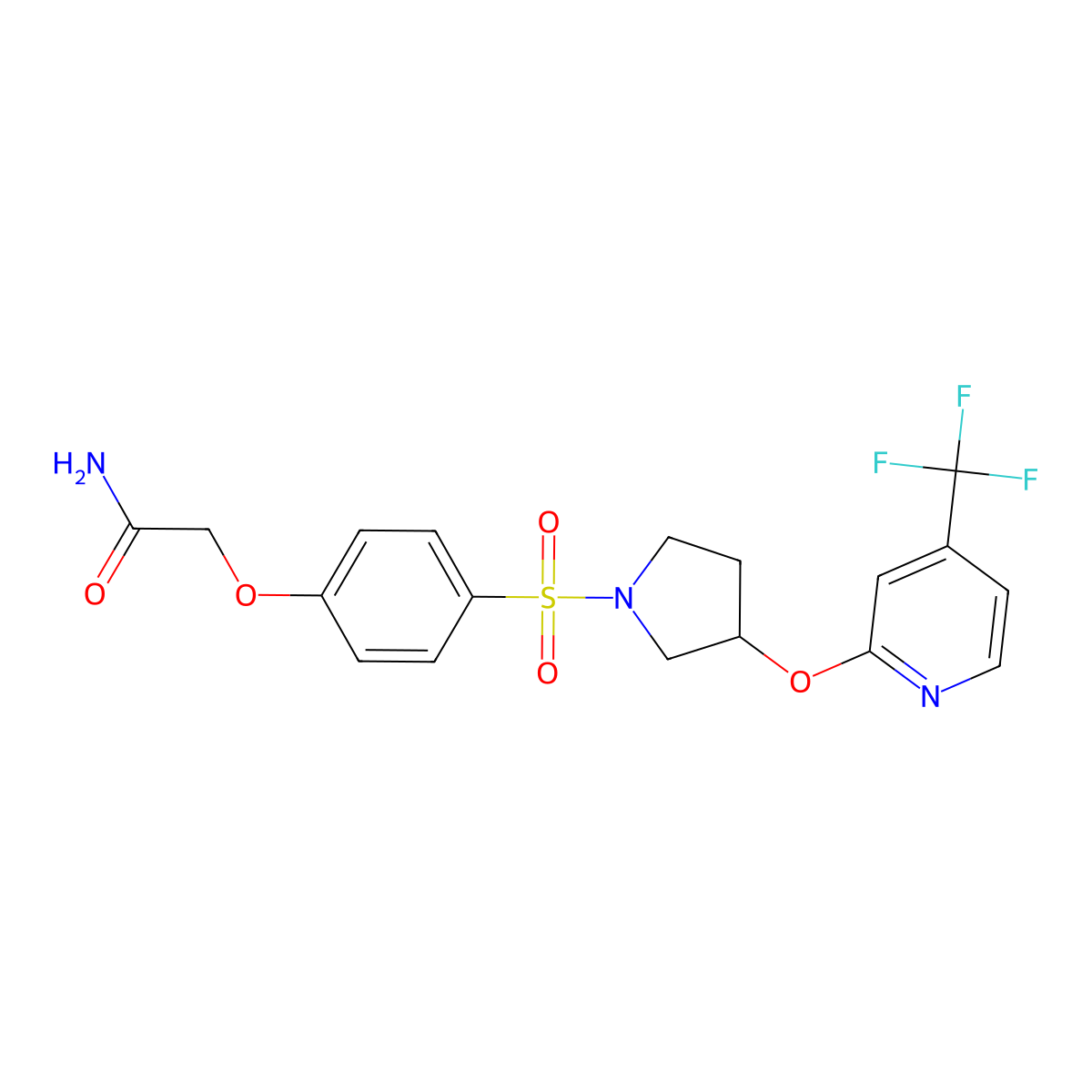 2-(4-((3-((4-(Trifluoromethyl)pyridin-2-yl)oxy)pyrrolidin-1-yl)sulfonyl)phenoxy)acetamide molecular structure, CAS 2034319-39-4