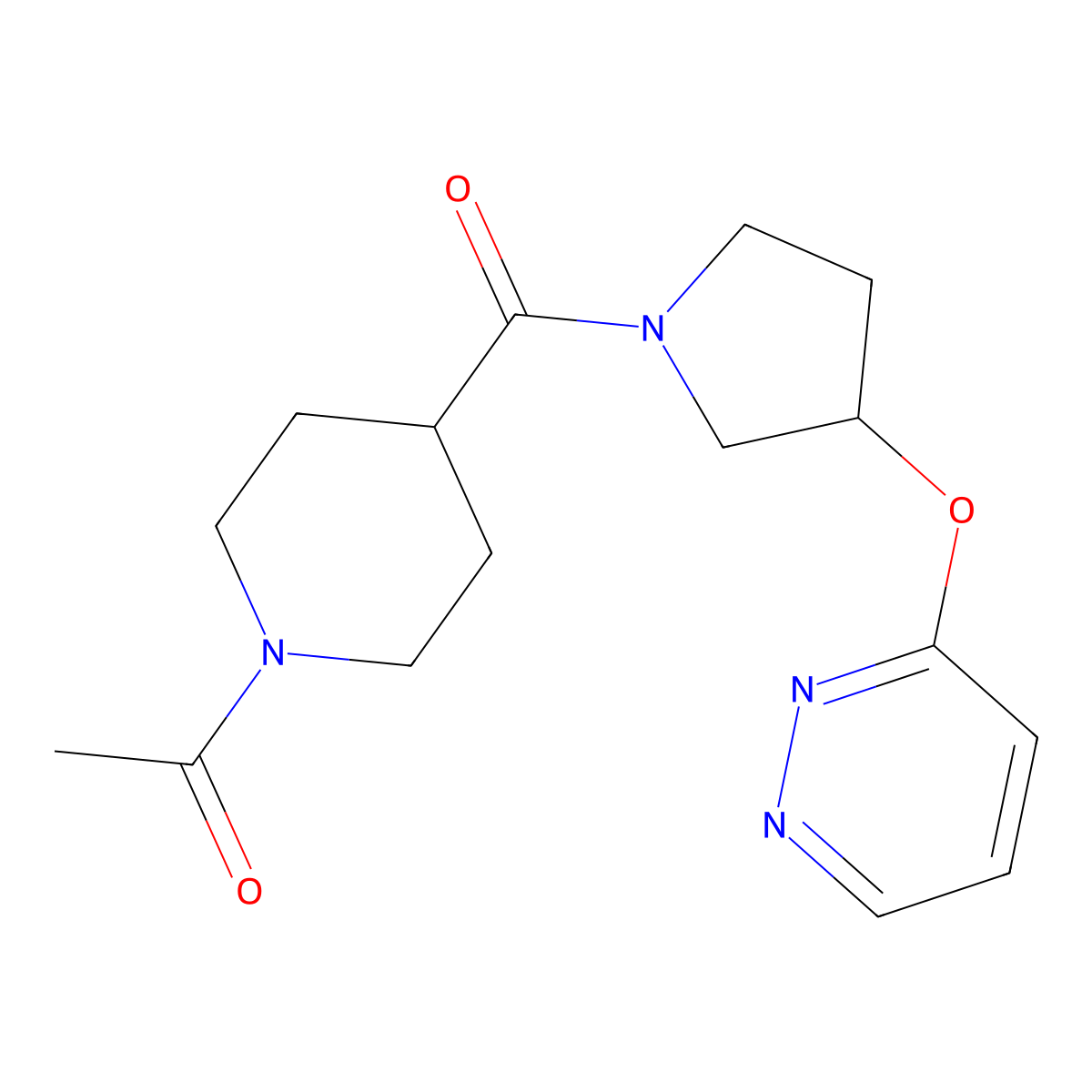 1-(4-(3-(Pyridazin-3-yloxy)pyrrolidine-1-carbonyl)piperidin-1-yl)ethanone molecular structure, CAS 2034319-44-1