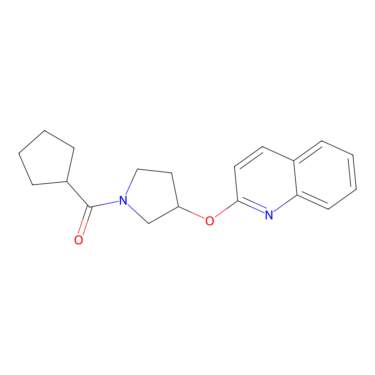 Cyclopentyl(3-(quinolin-2-yloxy)pyrrolidin-1-yl)methanone molecular structure, CAS 2034319-45-2