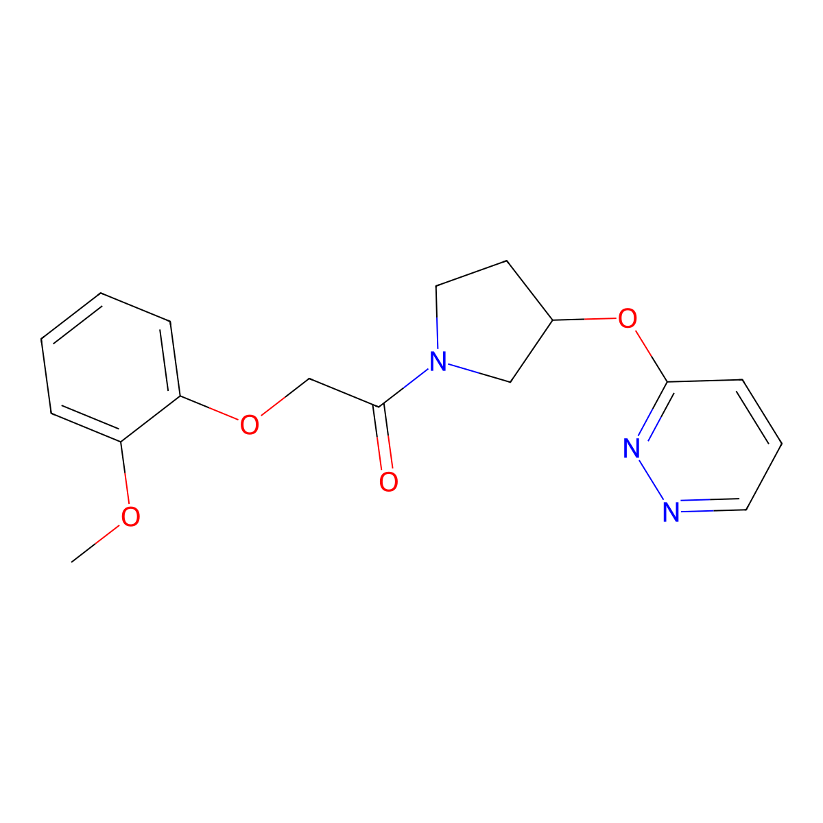 2-(2-Methoxyphenoxy)-1-(3-(pyridazin-3-yloxy)pyrrolidin-1-yl)ethanone molecular structure, CAS 2034319-50-9