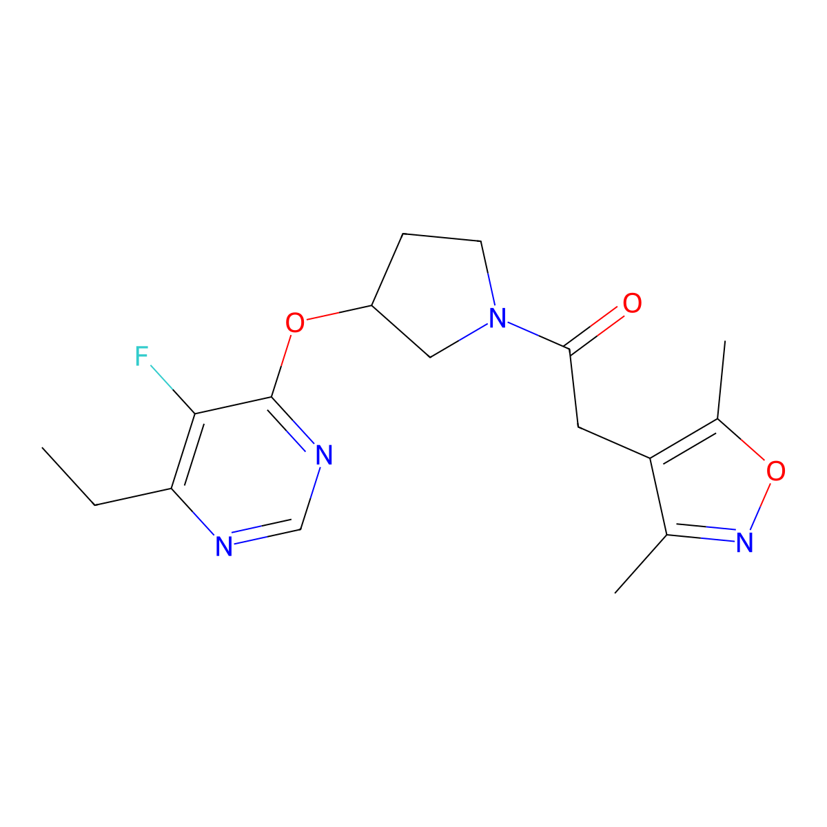 2-(3,5-Dimethylisoxazol-4-yl)-1-(3-((6-ethyl-5-fluoropyrimidin-4-yl)oxy)pyrrolidin-1-yl)ethanone molecular structure, CAS 2034319-52-1