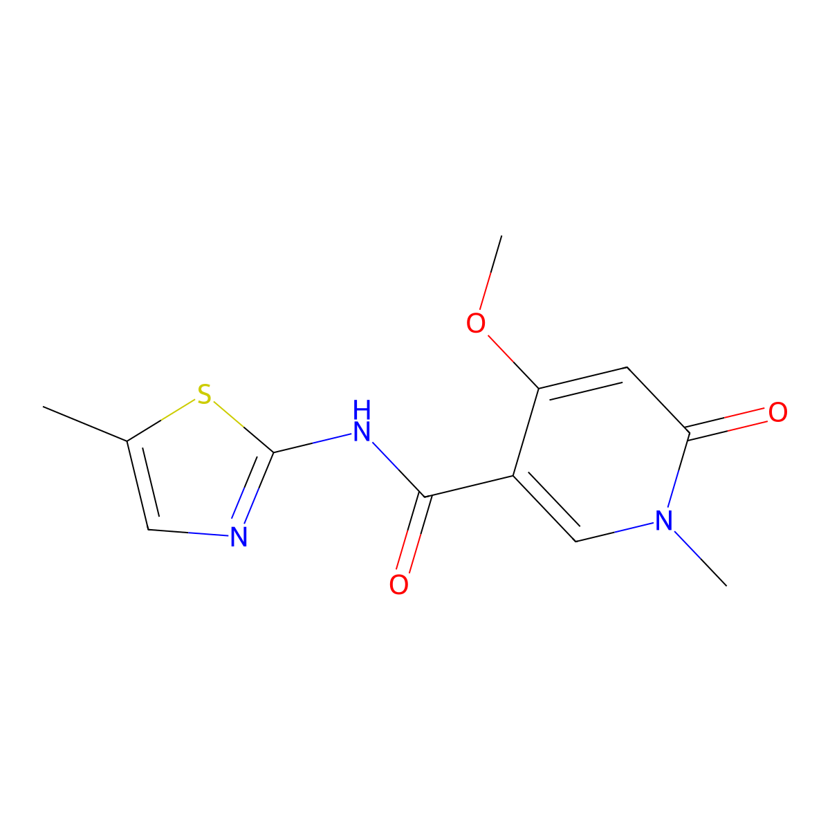 4-methoxy-1-methyl-N-(5-methylthiazol-2-yl)-6-oxo-1,6-dihydropyridine-3-carboxamide molecular structure, CAS 2034319-55-4