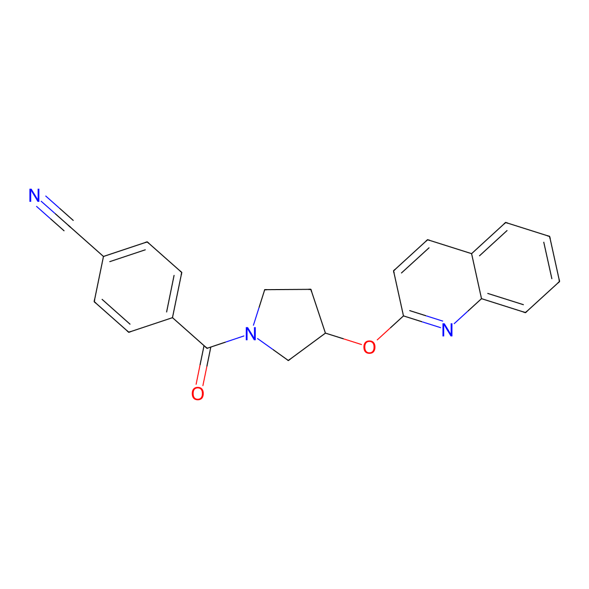 4-(3-(Quinolin-2-yloxy)pyrrolidine-1-carbonyl)benzonitrile molecular structure, CAS 2034319-61-2