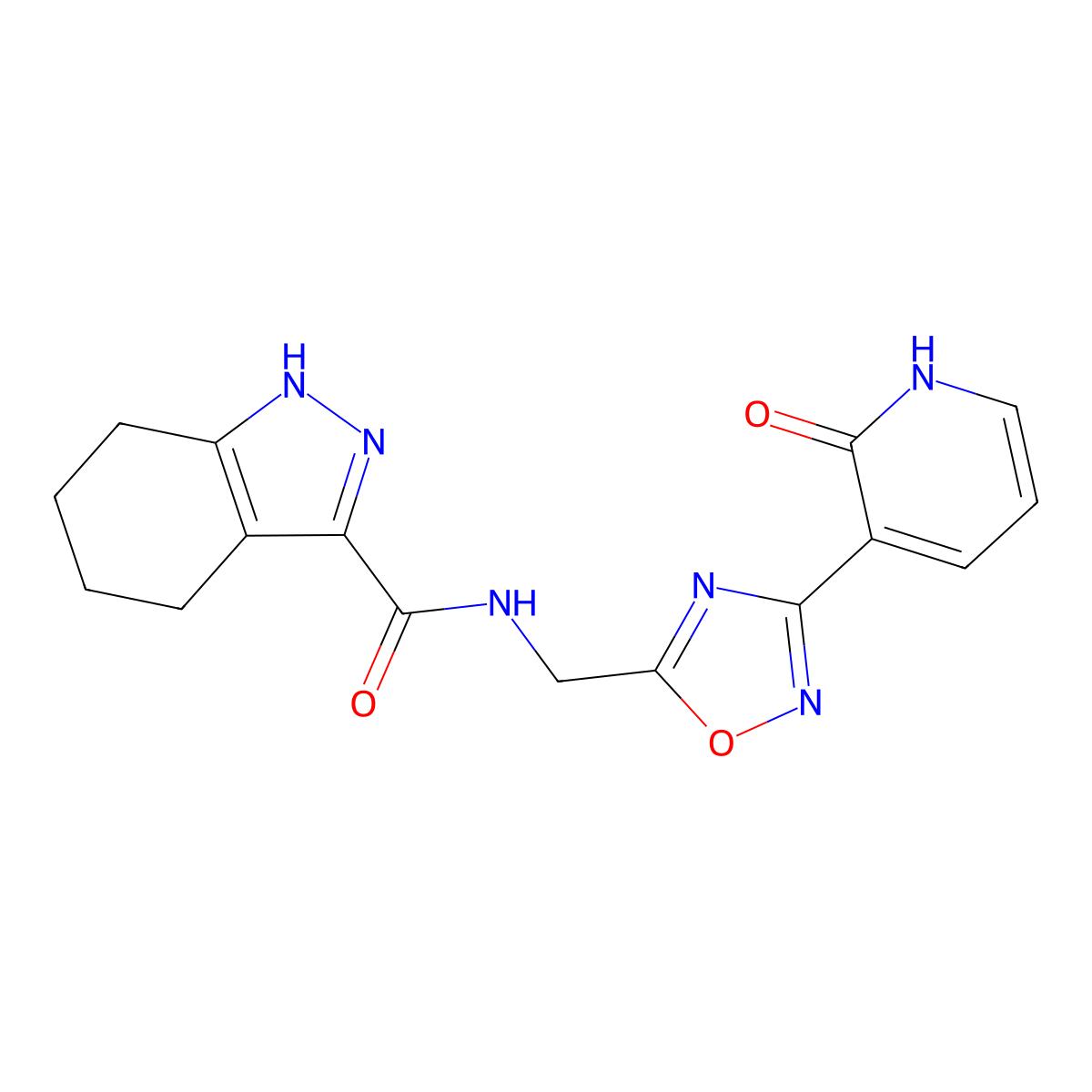 N-((3-(2-oxo-1,2-dihydropyridin-3-yl)-1,2,4-oxadiazol-5-yl)methyl)-4,5,6,7-tetrahydro-1H-indazole-3-carboxamide molecular structure, CAS 2034319-64-5