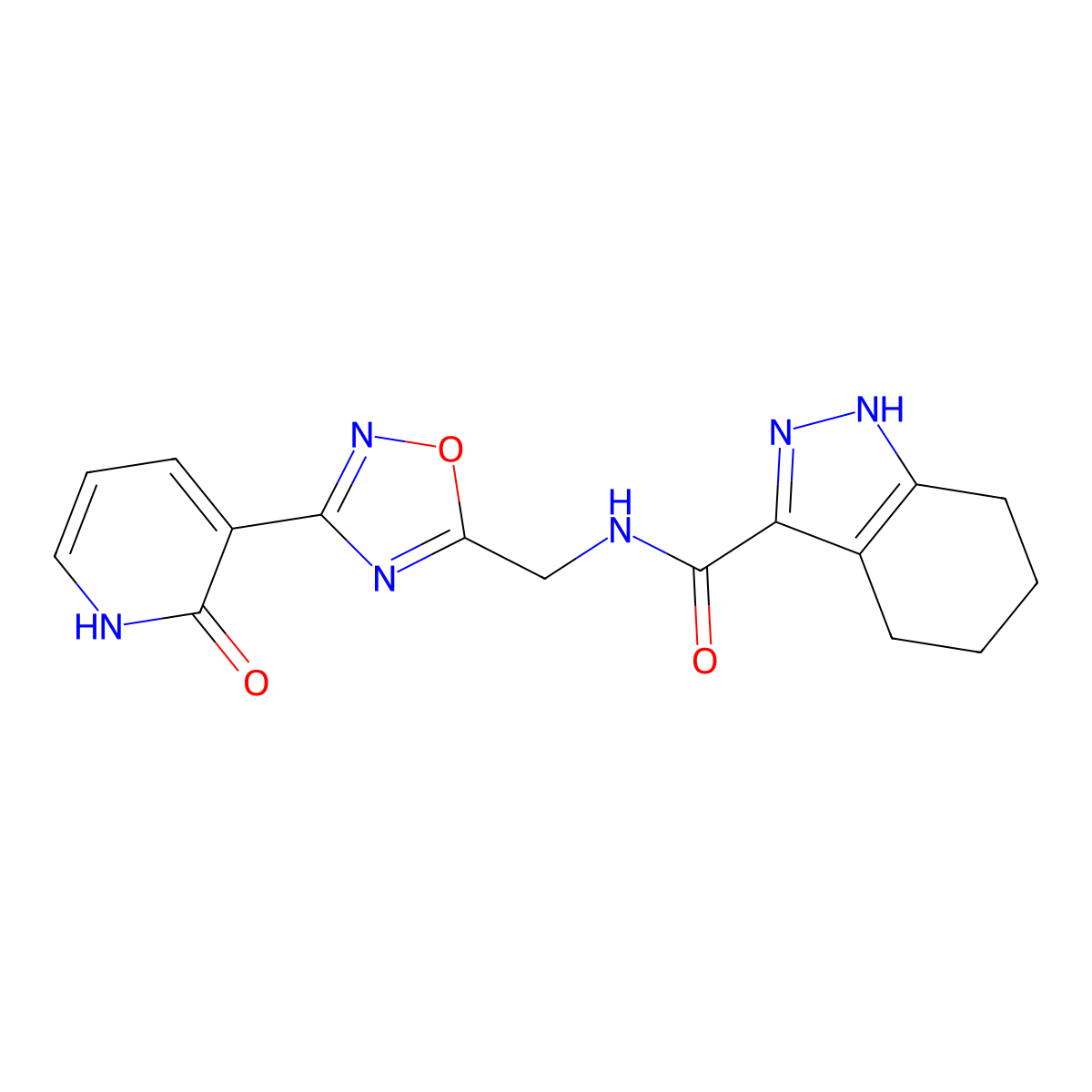 N-((3-(2-oxo-1,2-dihydropyridin-3-yl)-1,2,4-oxadiazol-5-yl)methyl)-4,5,6,7-tetrahydro-1H-indazole-3-carboxamide molecular structure, CAS 2034319-64-5