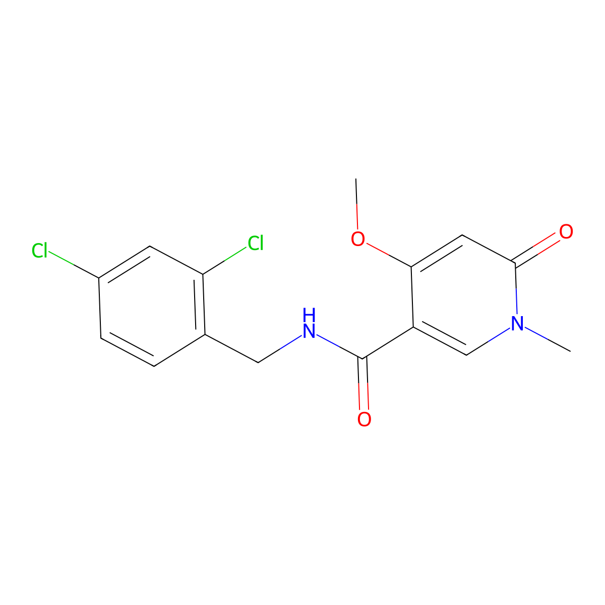 N-(2,4-dichlorobenzyl)-4-methoxy-1-methyl-6-oxo-1,6-dihydropyridine-3-carboxamide molecular structure, CAS 2034319-67-8