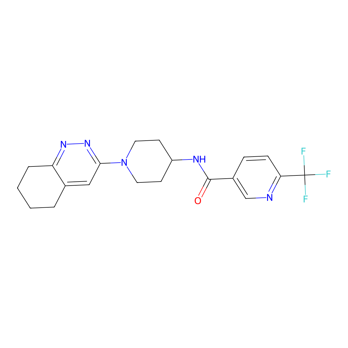 N-(1-(5,6,7,8-tetrahydrocinnolin-3-yl)piperidin-4-yl)-6-(trifluoromethyl)nicotinamide molecular structure, CAS 2034319-70-3