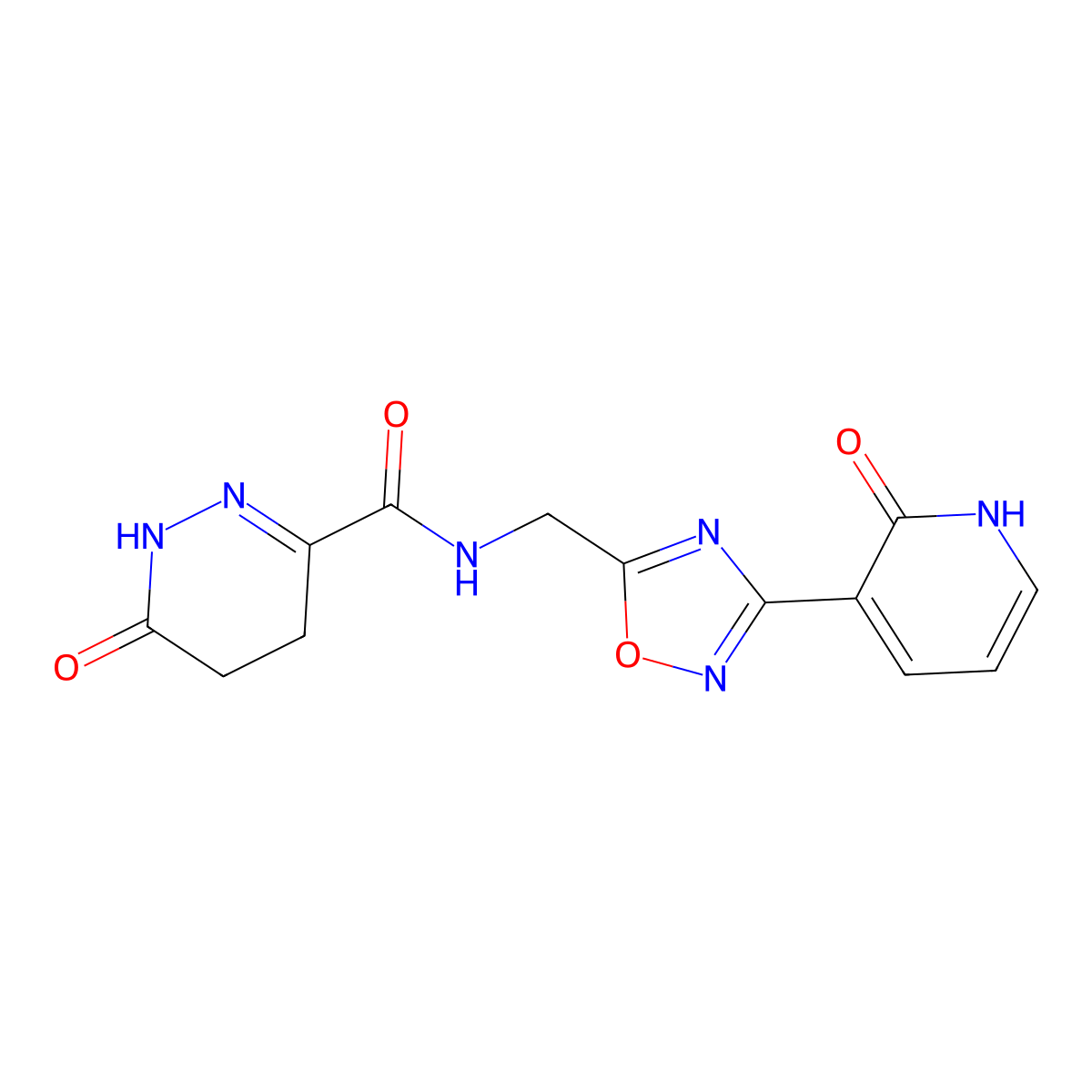 6-oxo-N-((3-(2-oxo-1,2-dihydropyridin-3-yl)-1,2,4-oxadiazol-5-yl)methyl)-1,4,5,6-tetrahydropyridazine-3-carboxamide molecular structure, CAS 2034319-71-4