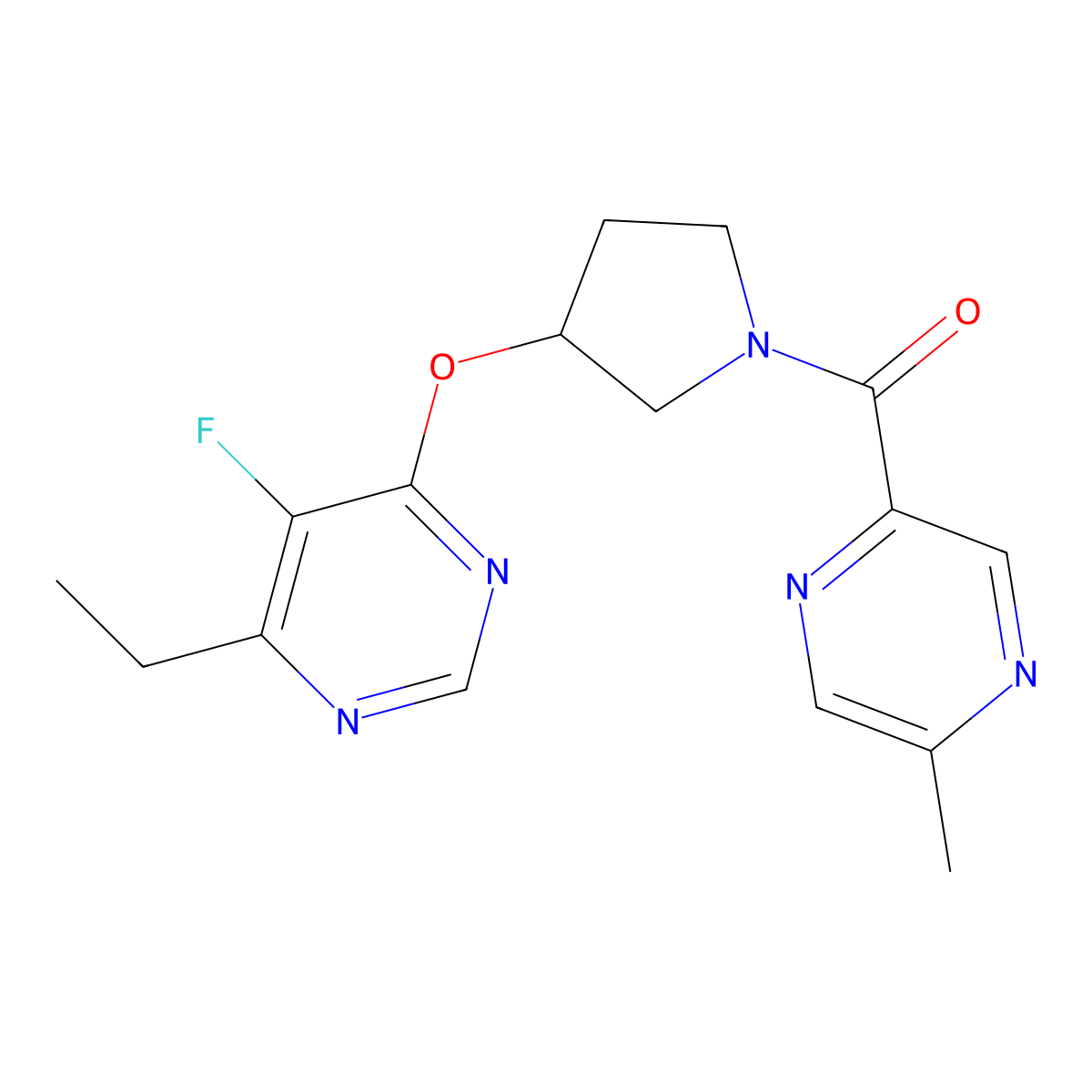 (3-((6-Ethyl-5-fluoropyrimidin-4-yl)oxy)pyrrolidin-1-yl)(5-methylpyrazin-2-yl)methanone molecular structure, CAS 2034319-77-0